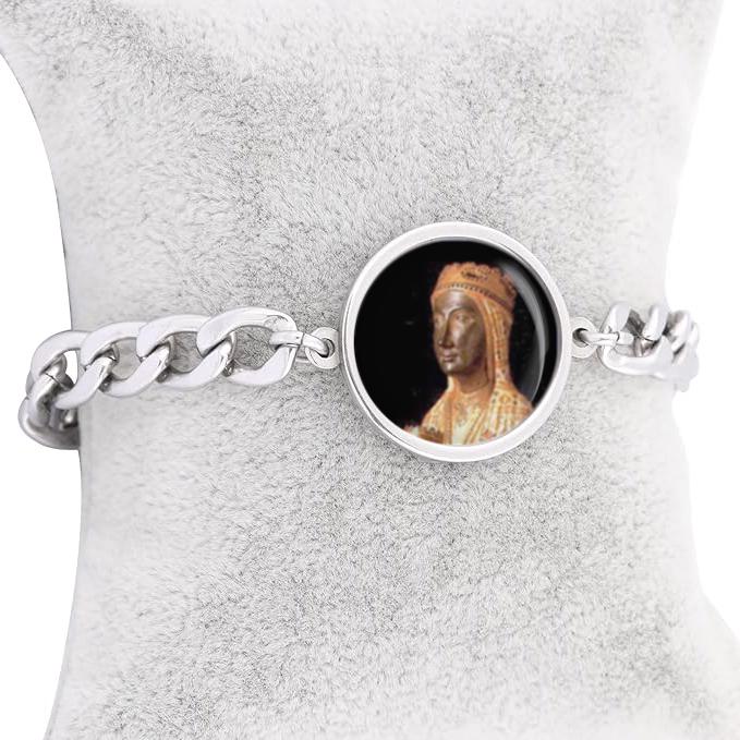 Our Lady Montserrat Mary Curb Bracelet Gold or Silver tone Religious Jewelry Simple Chain