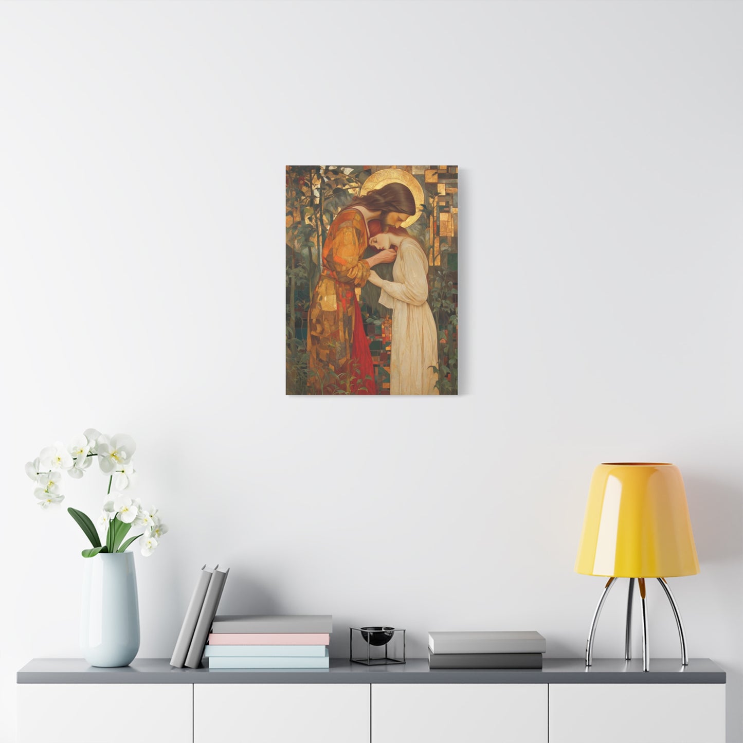 Healing Love - Christ Embracing Mary Magdalene Catholic Canvas Wall Art, Christian Decor