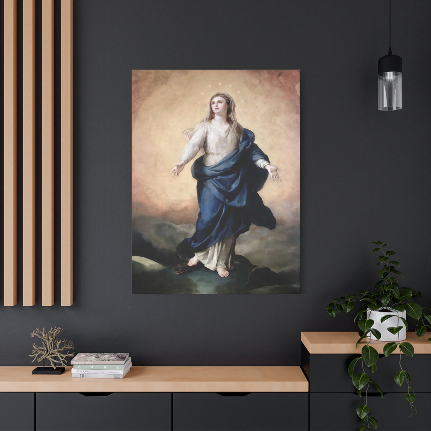 Ready to Hang - Immaculate Conception Virgin Mary Catholic Canvas Wall Art, Christian Decor
