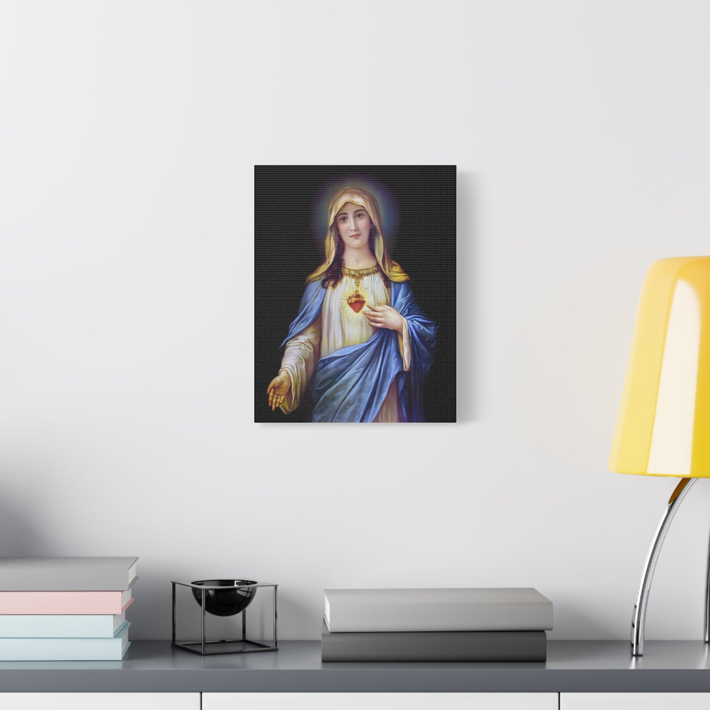 Immaculate Heart Mother Mary - Catholic Canvas Wall Art, Christian Decor