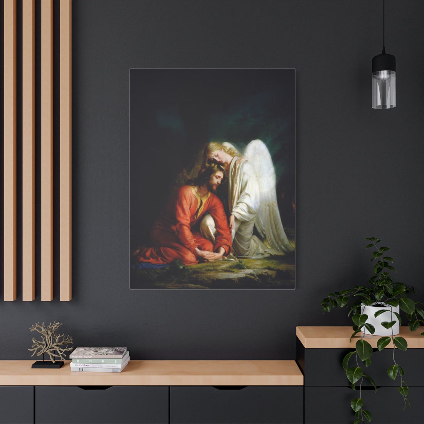 Ready To Hang - Bloch Gethsemane Jesus and Angel Praying - Agony in the Garden Catholic Canvas Wall Art, Christian Decor