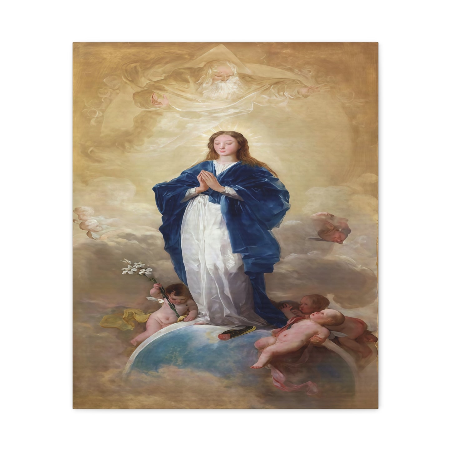 Ready To Hang - Mother Mary Immaculate Conception Catholic Canvas Wall Art, Christian Decor