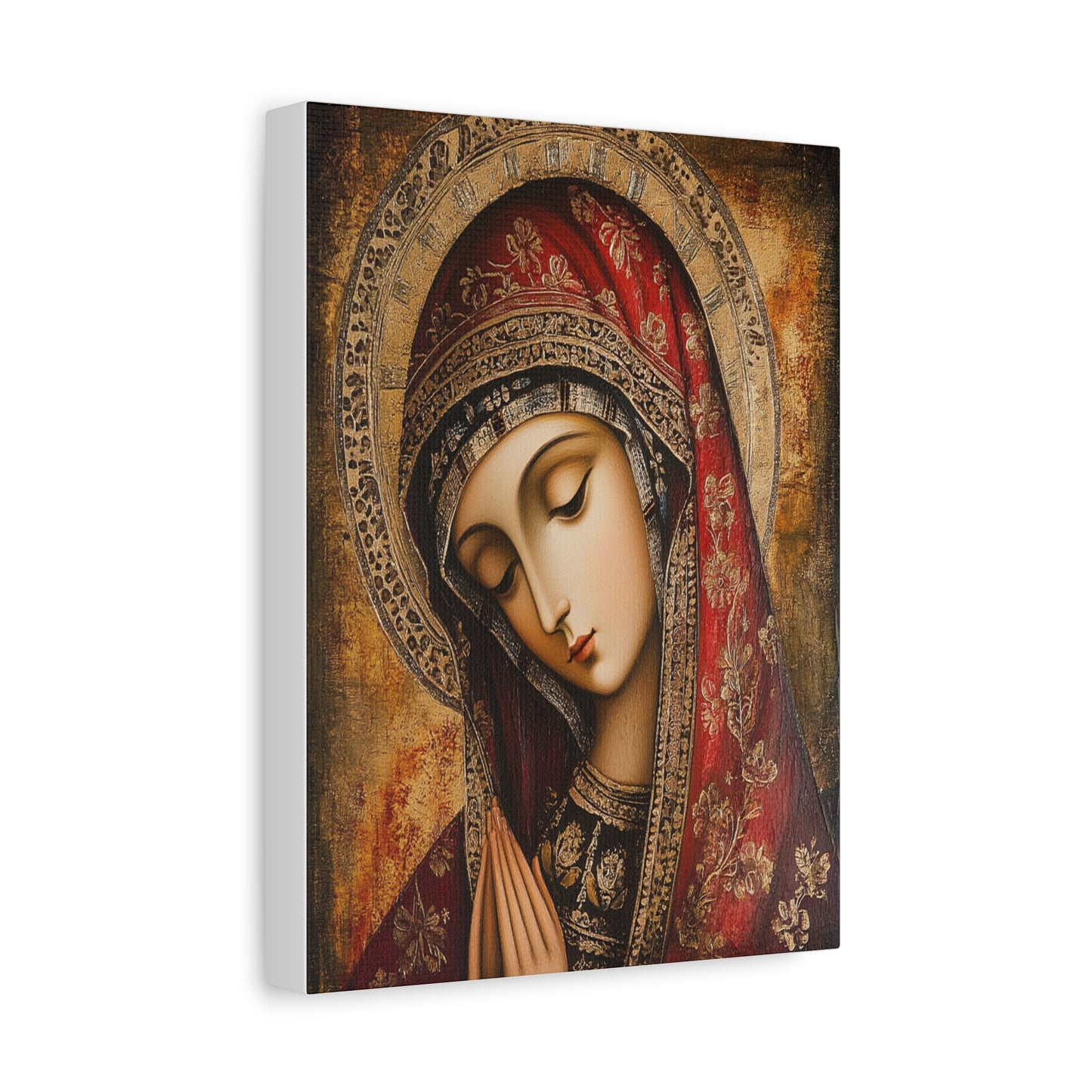 Holy Mary Icon in Byzantine Style - Canvas Wall Art, Christian Decor