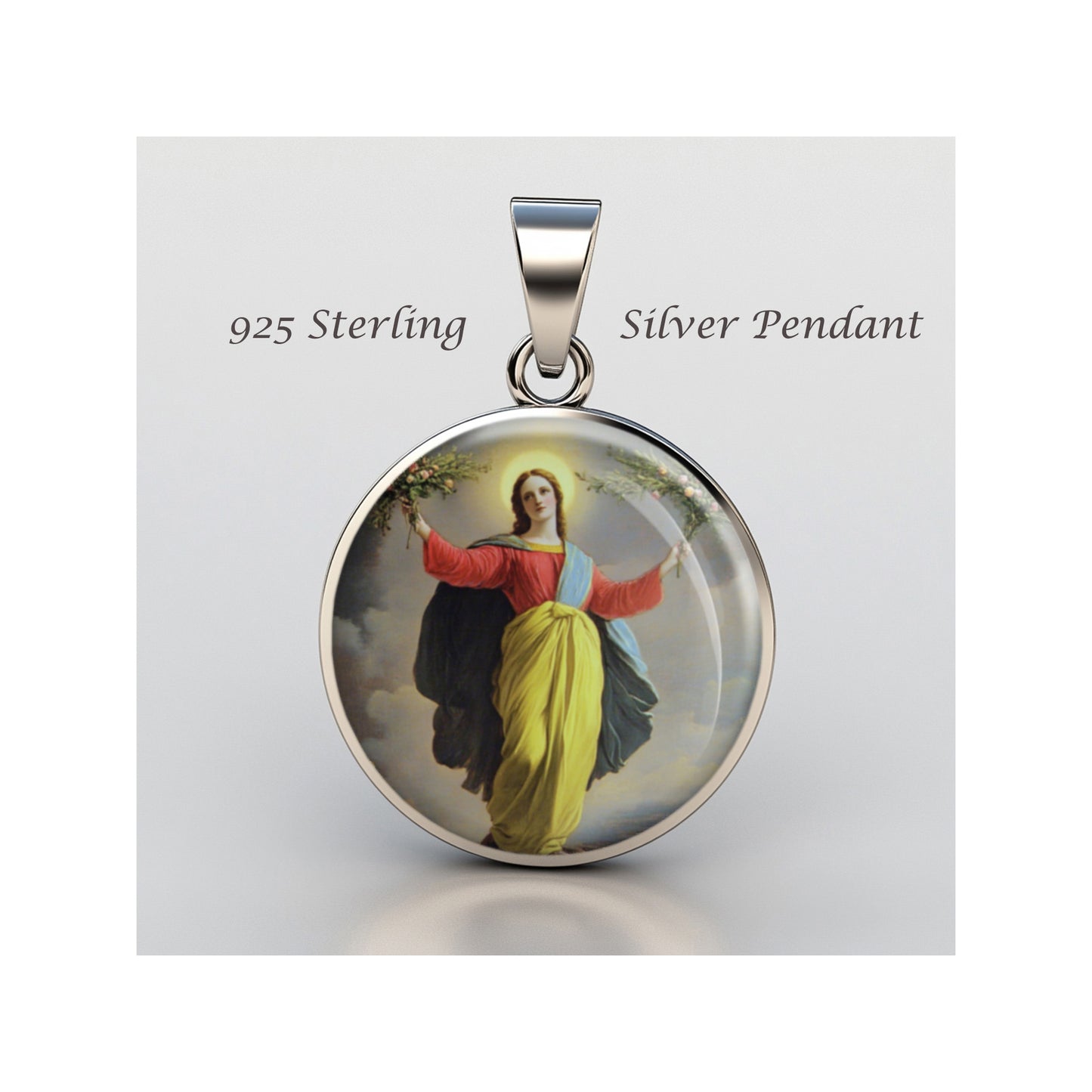 Saint Bibiana Bibiane Viviana Or Vivian sterling silver 925 Christian Medal image 0