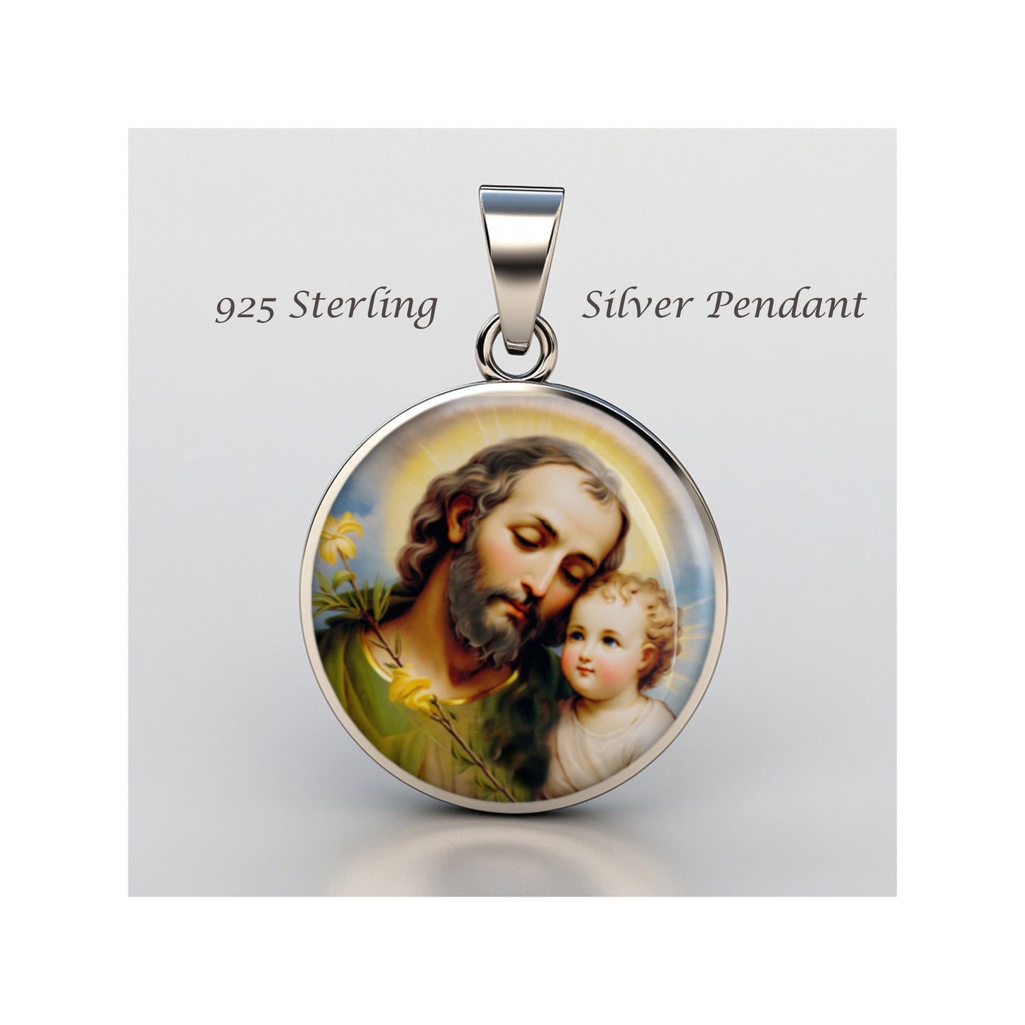 Saint Joseph Catholic sterling silver 925 Christian Medal Patron Pendant image 0