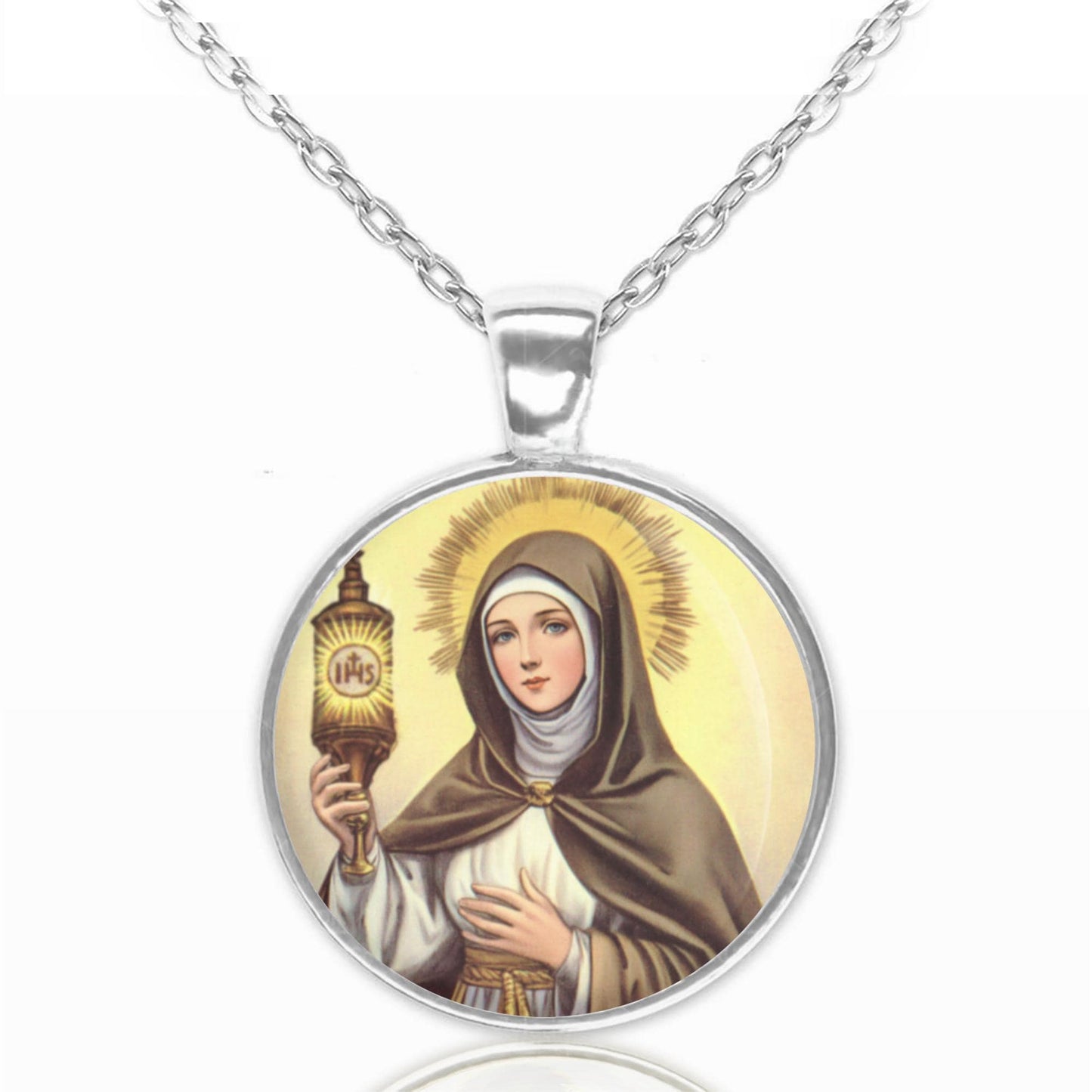 St. Clare of Assisi Catholic Religious Jewelry Patron Saint Medal Pendant