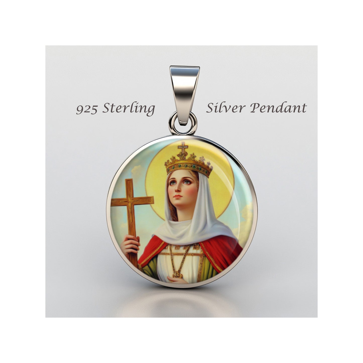 Saint Helena Catholic sterling silver 925 Christian Medal Patron Pendant image 0