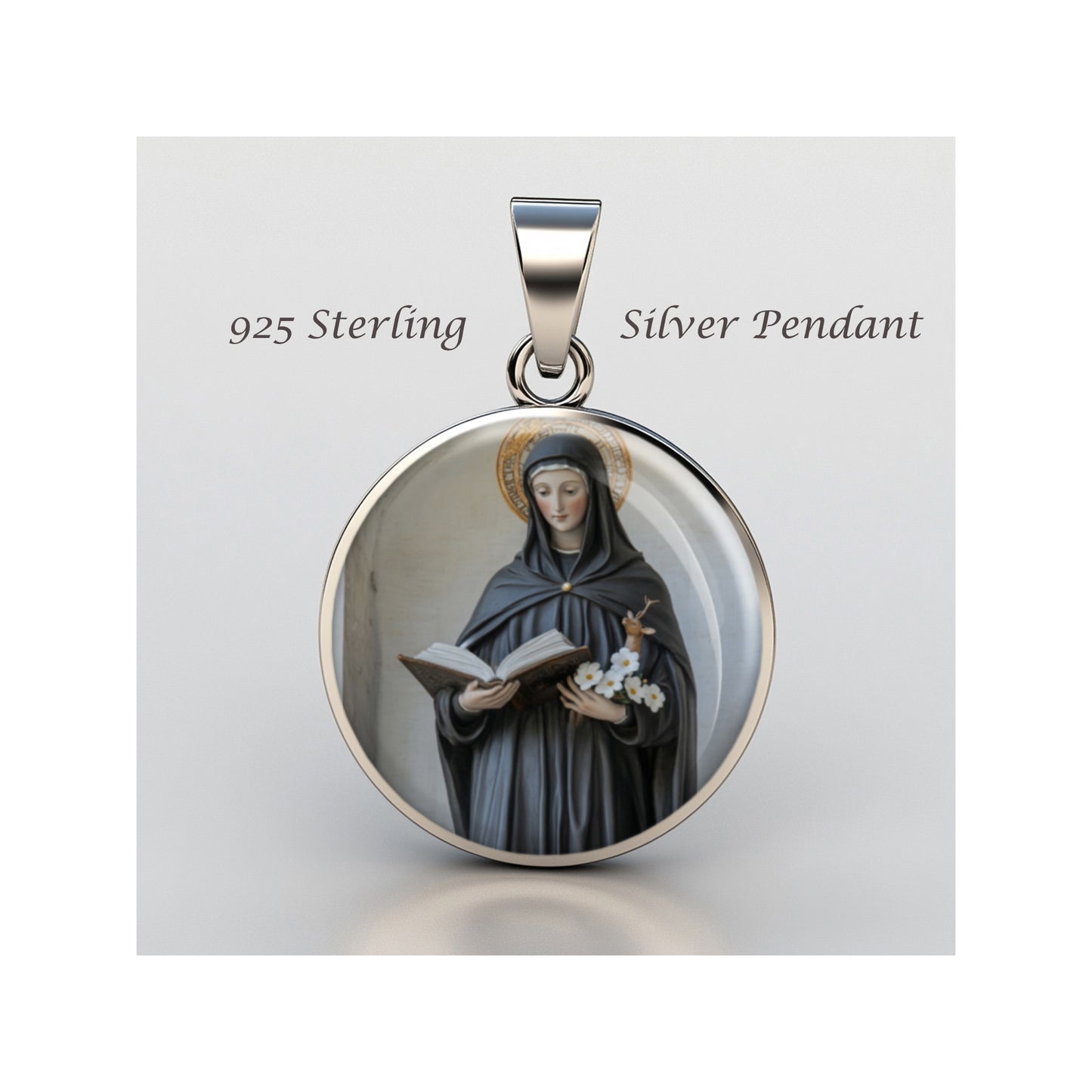 Saint Catherine Of Sweden Catholic sterling silver 925 Christian Medal Patron image 0