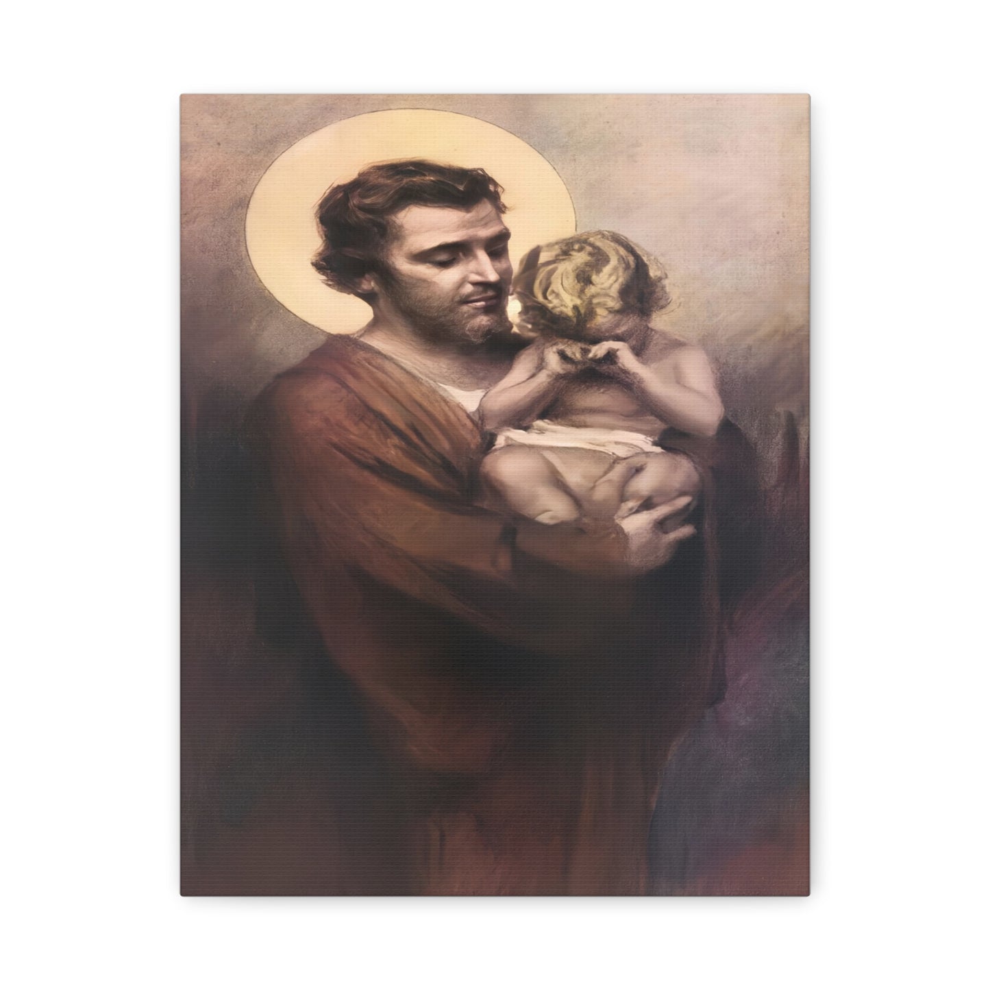 St. Joseph & Child Jesus Crying - Chambers - Catholic Canvas Wall Art, Christian Decor