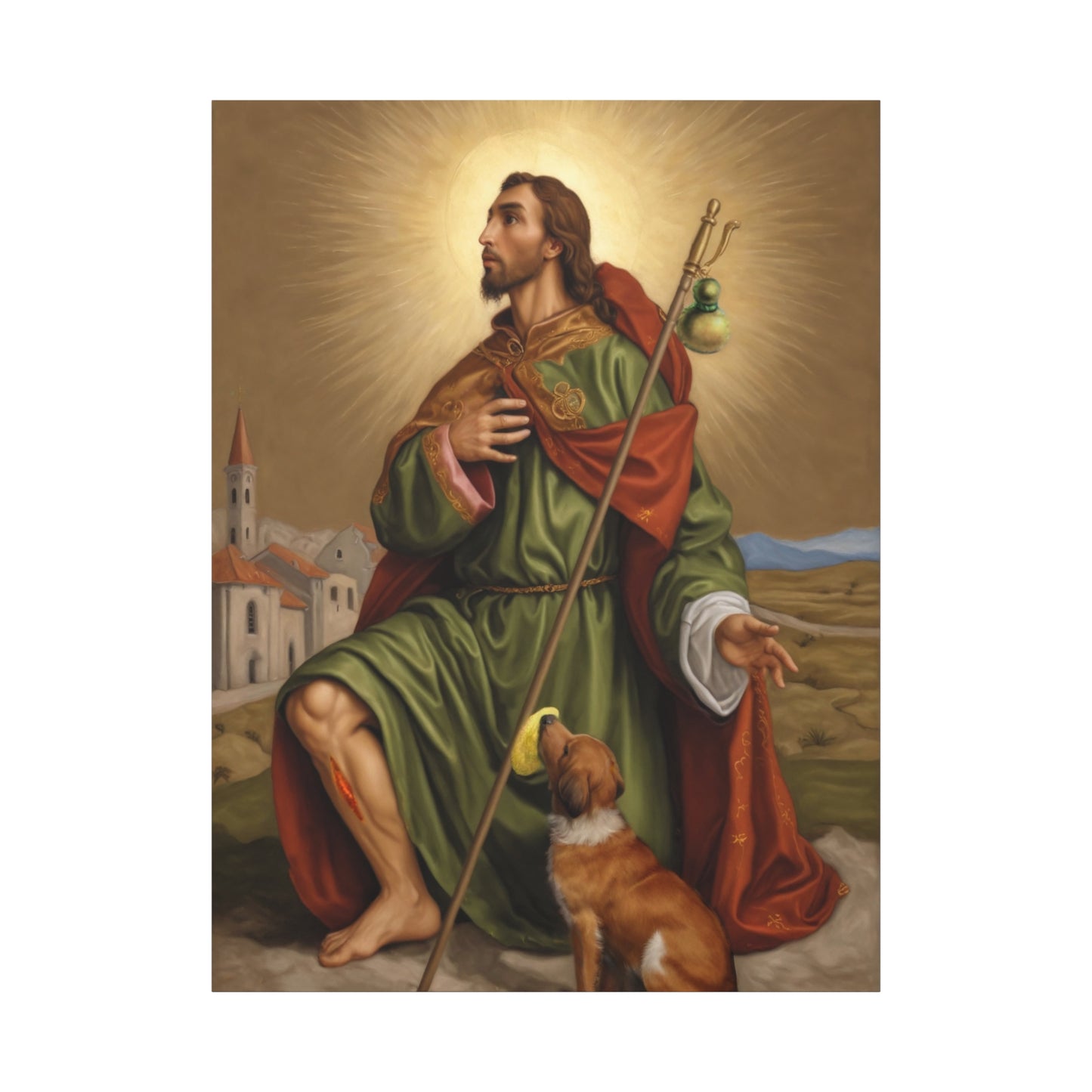 Ready To Hang - St. Roch Rocco Catholic Canvas Wall Art, Christian Decor