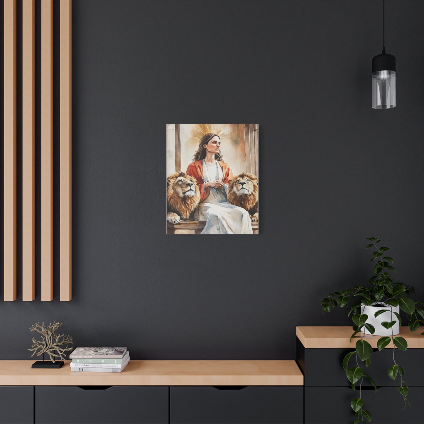 Ready To Hang - St. Prisca with Lions Catholic Canvas Wall Art, Christian Decor