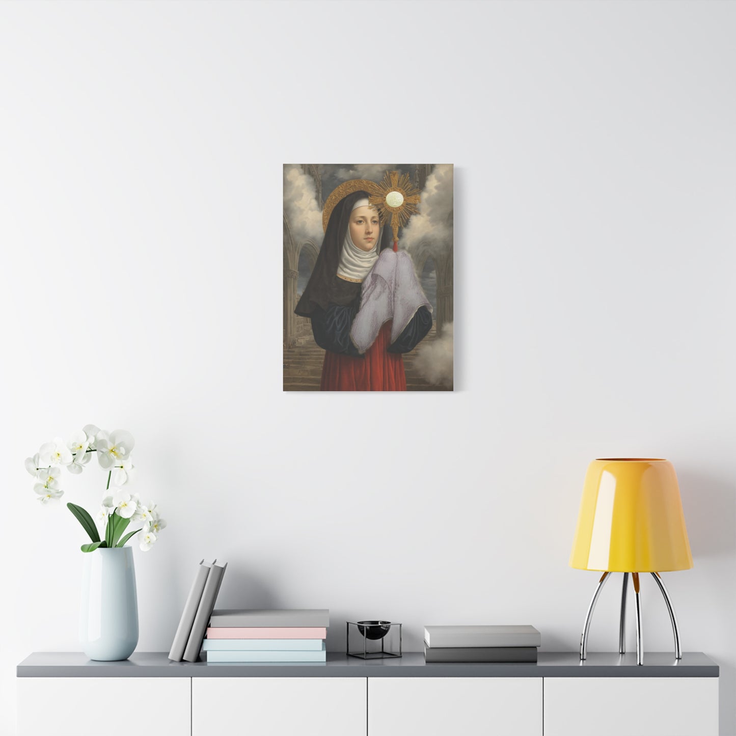 St. Juliana of Liege Catholic Canvas Wall Art, Christian Decor