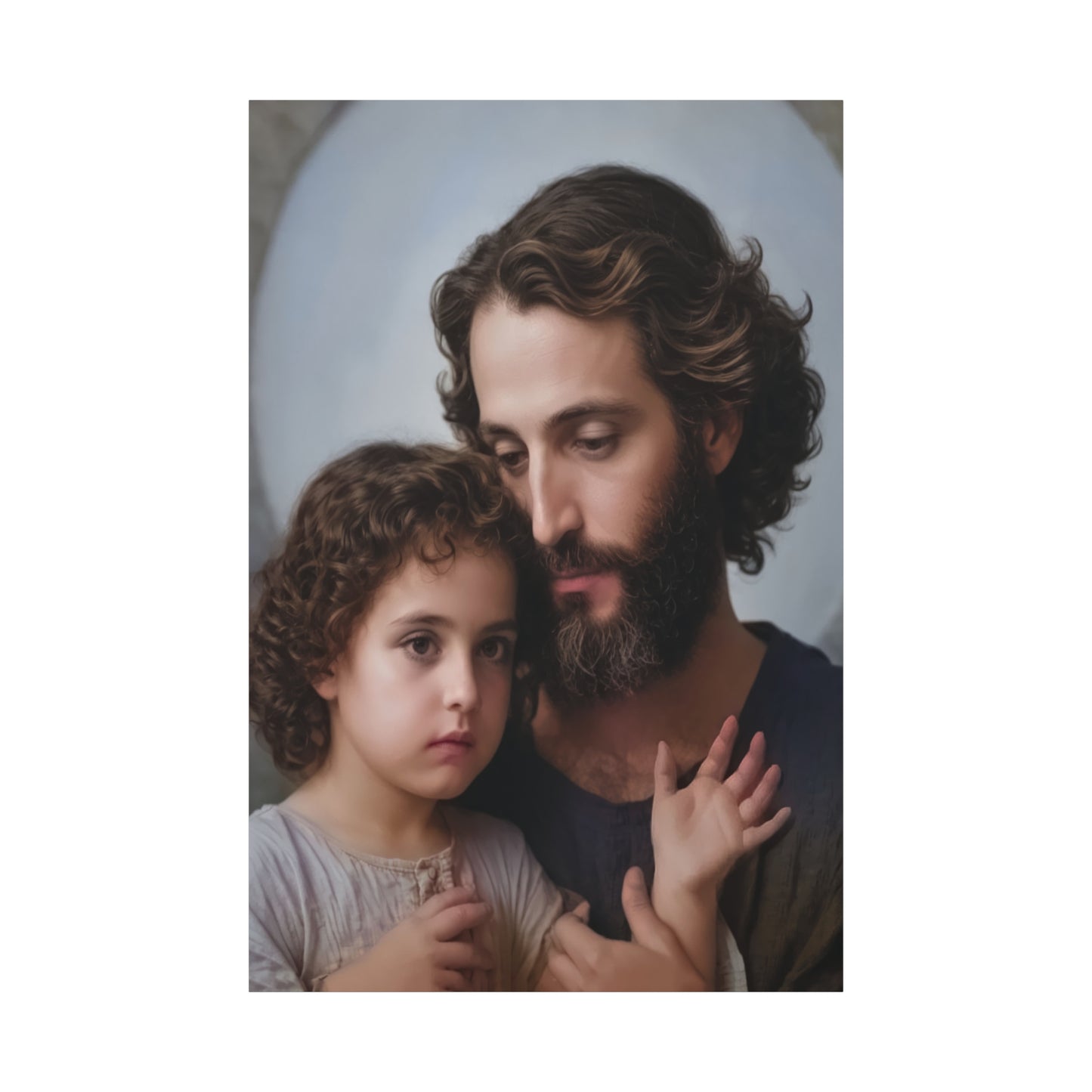 St. Joseph and Baby Jesus Catholic Canvas Wall Art, Print Christian Decor