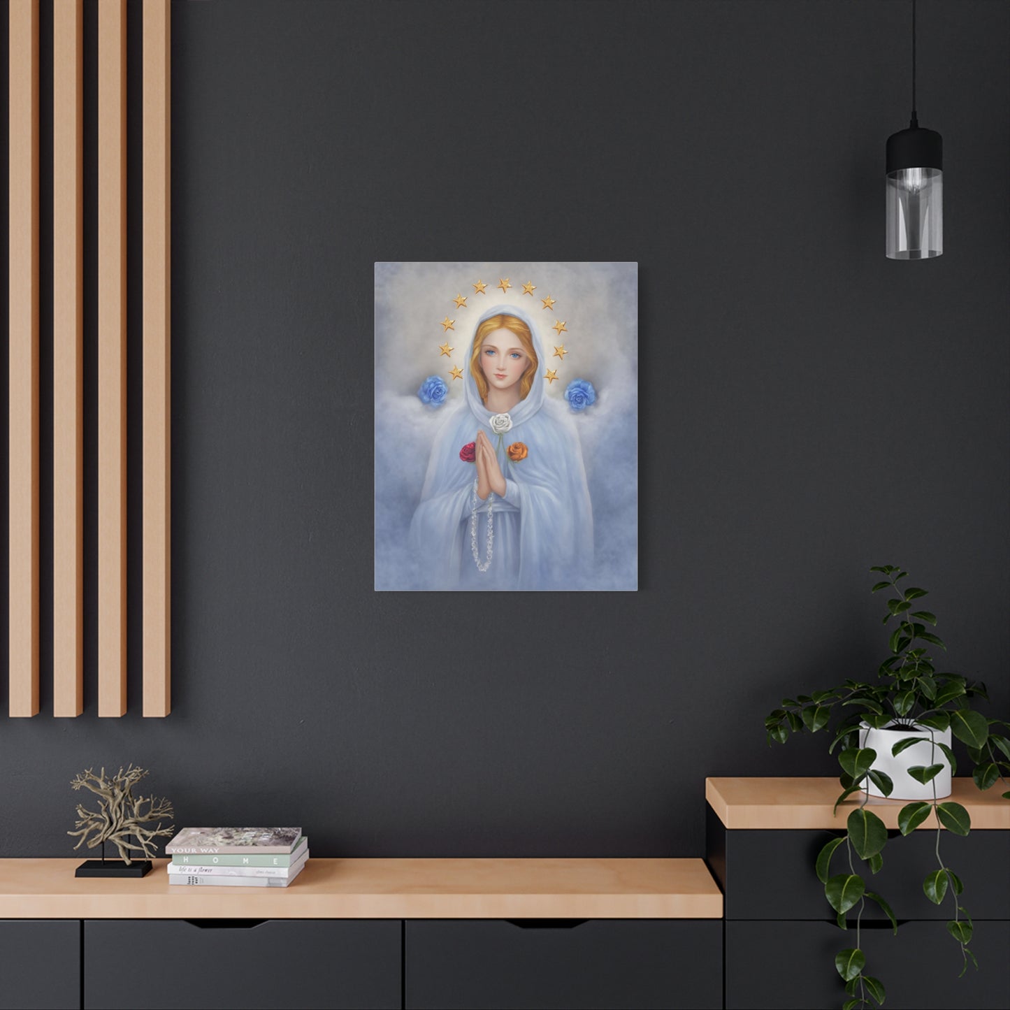 Rosa Mystica Mary Catholic Canvas Wall Art, Christian Decor