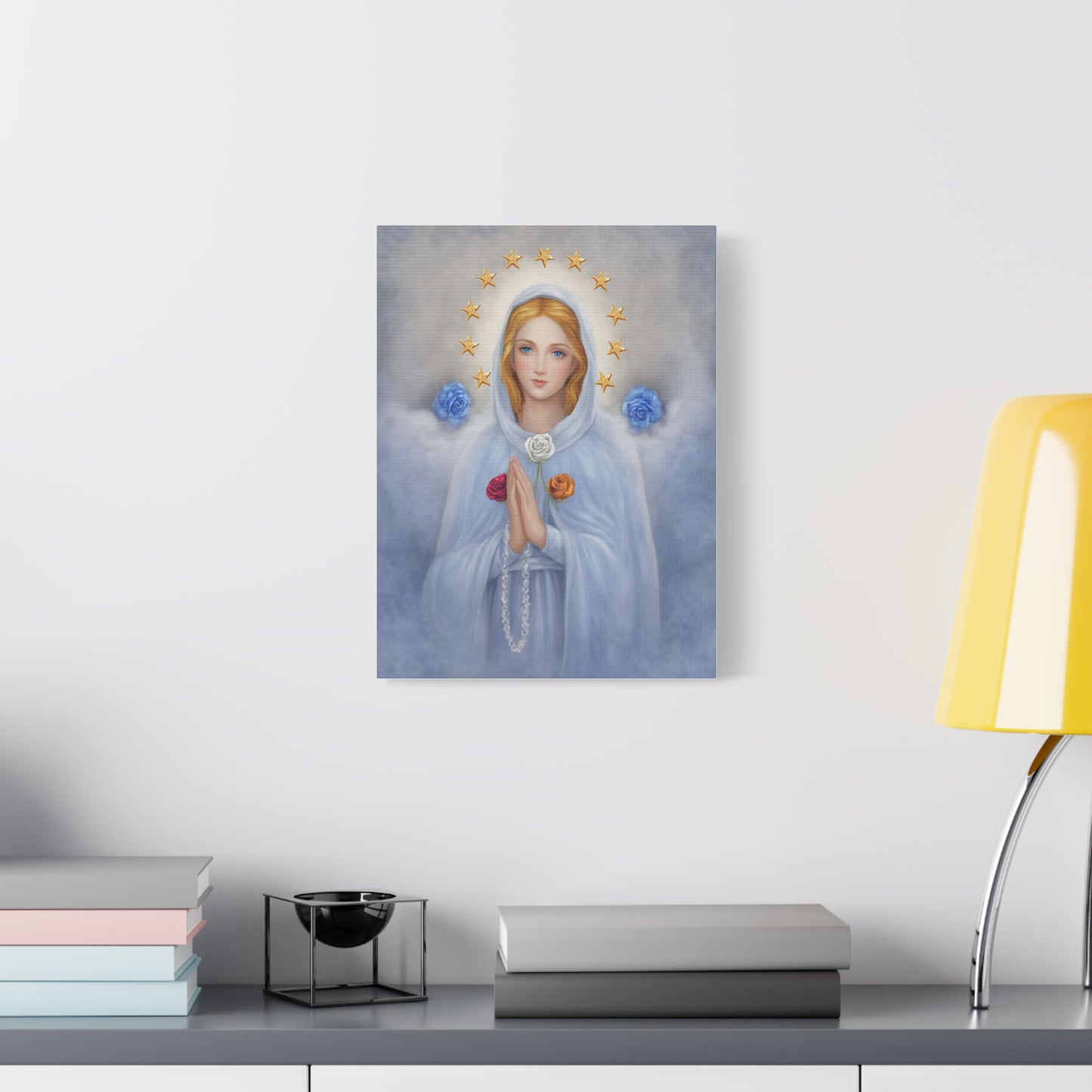 Rosa Mystica Mary Catholic Canvas Wall Art, Christian Decor