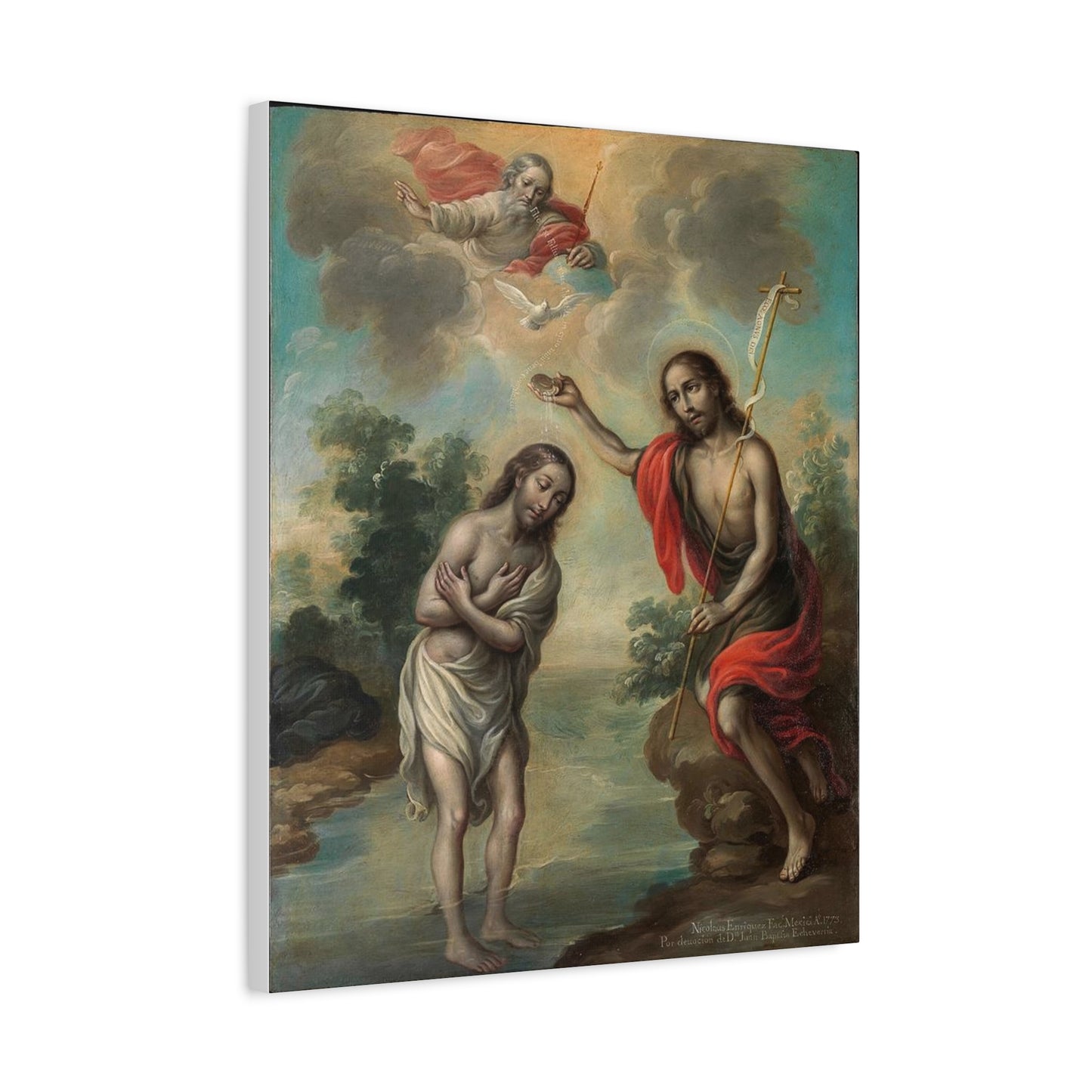 The Baptism of Christ Jesus Catholic HQ Print on Canvas Ready To Hang - Virgin Mary Canvas