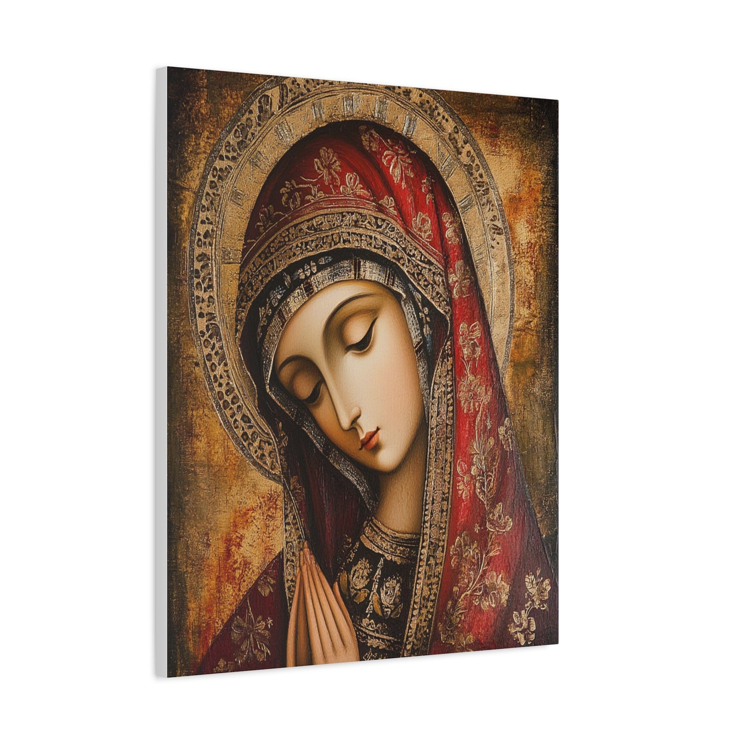 Holy Mary Icon in Byzantine Style - Canvas Wall Art, Christian Decor