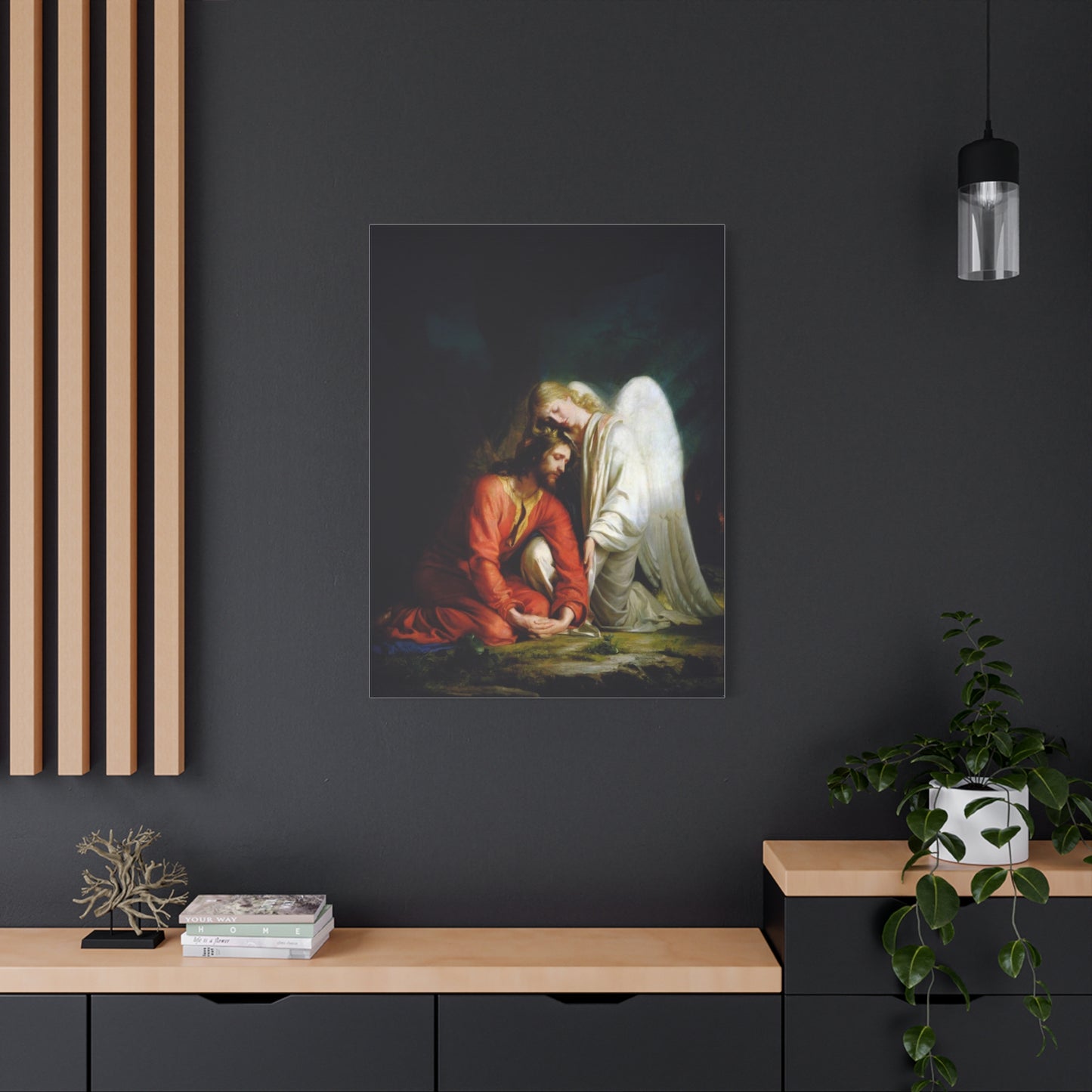 Ready To Hang - Bloch Gethsemane Jesus and Angel Praying - Agony in the Garden Catholic Canvas Wall Art, Christian Decor