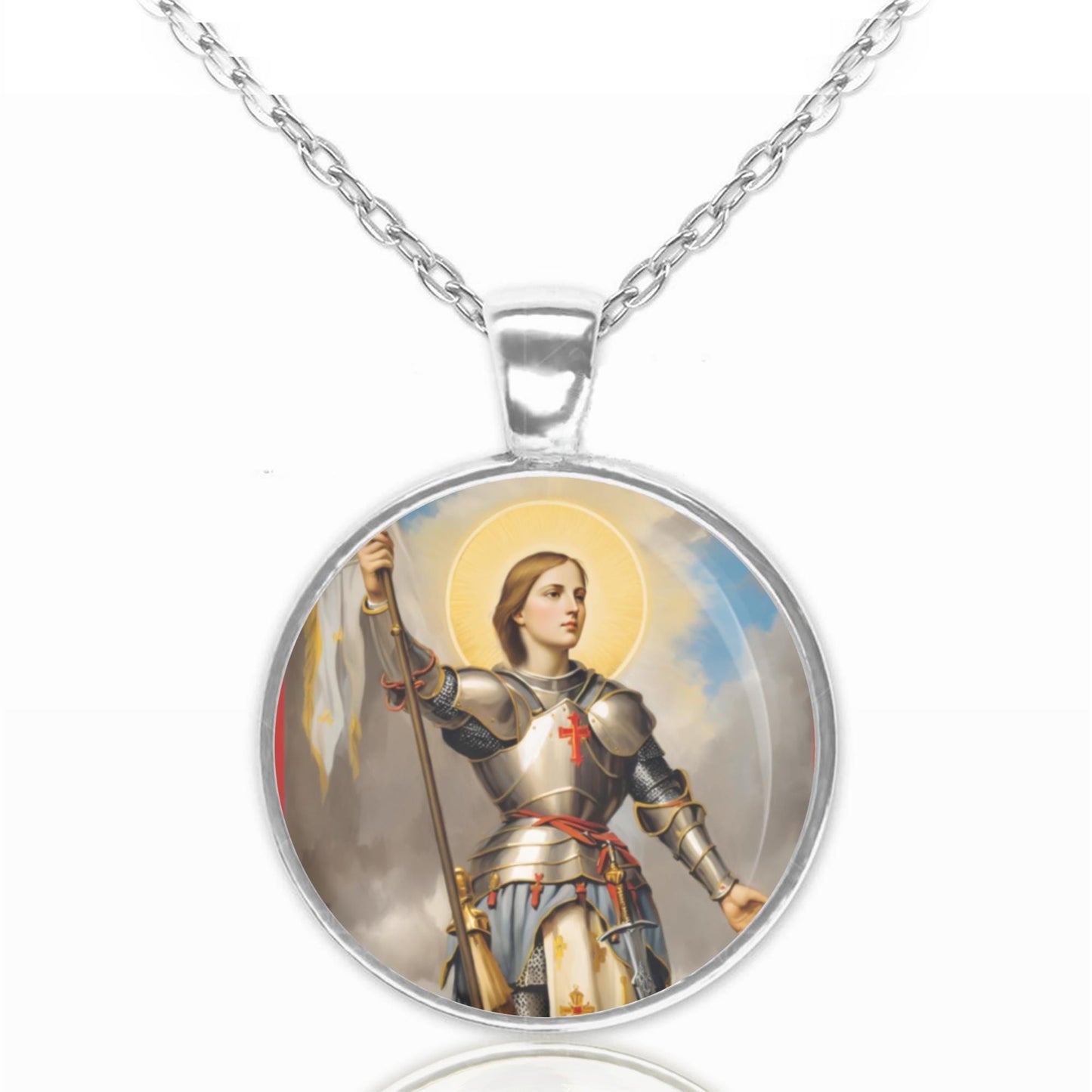 St. Joan of Arc the Patroness of Soldiers and of France Medal Pendant Necklace
