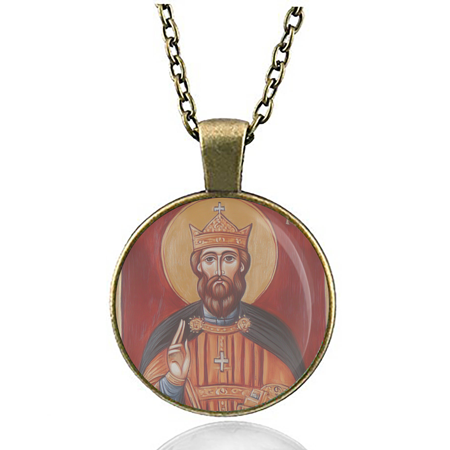 St. Vakhtang Gorgasali King Of Georgia Necklace Catholic Saint Pendant Medal image 4