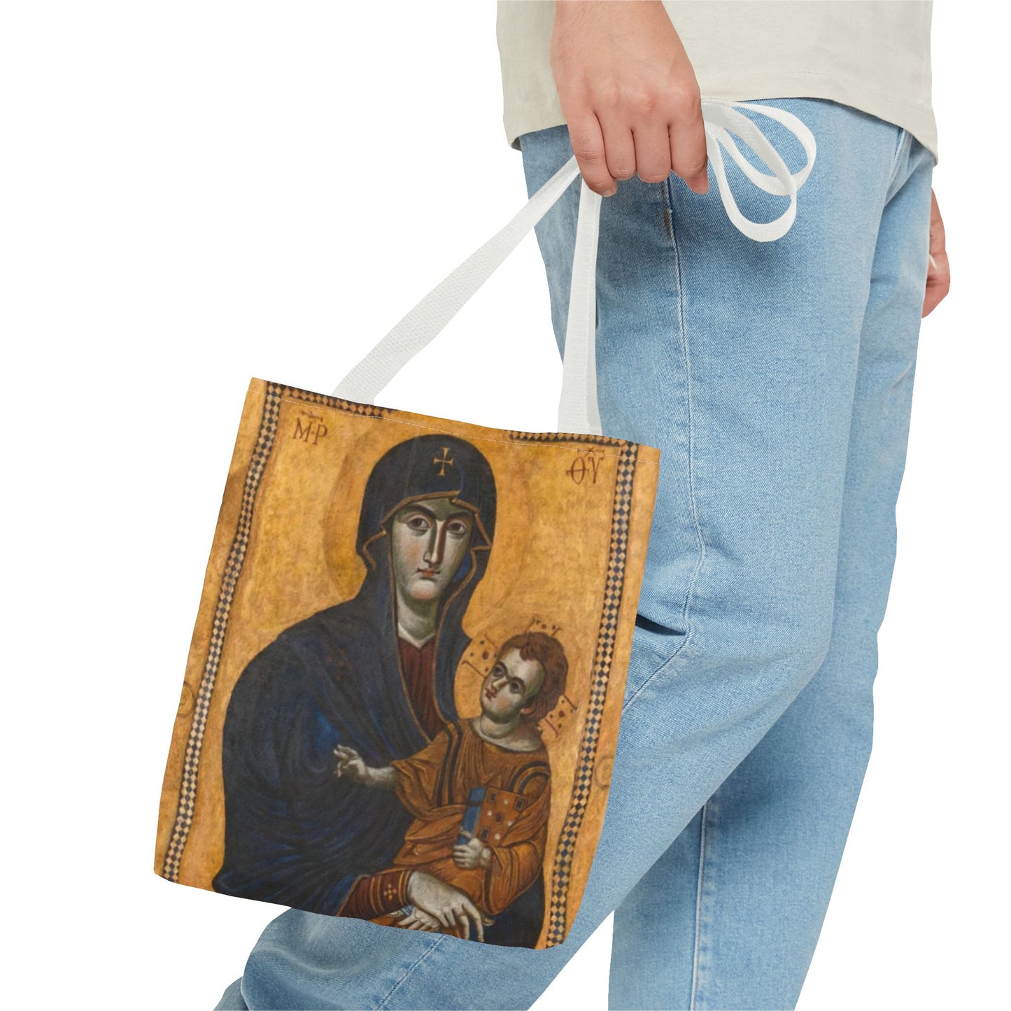 Salus Populi Romani Floral Tote Bag | Catholic Eco-Friendly Shopper | Gift for Spirituality Lovers