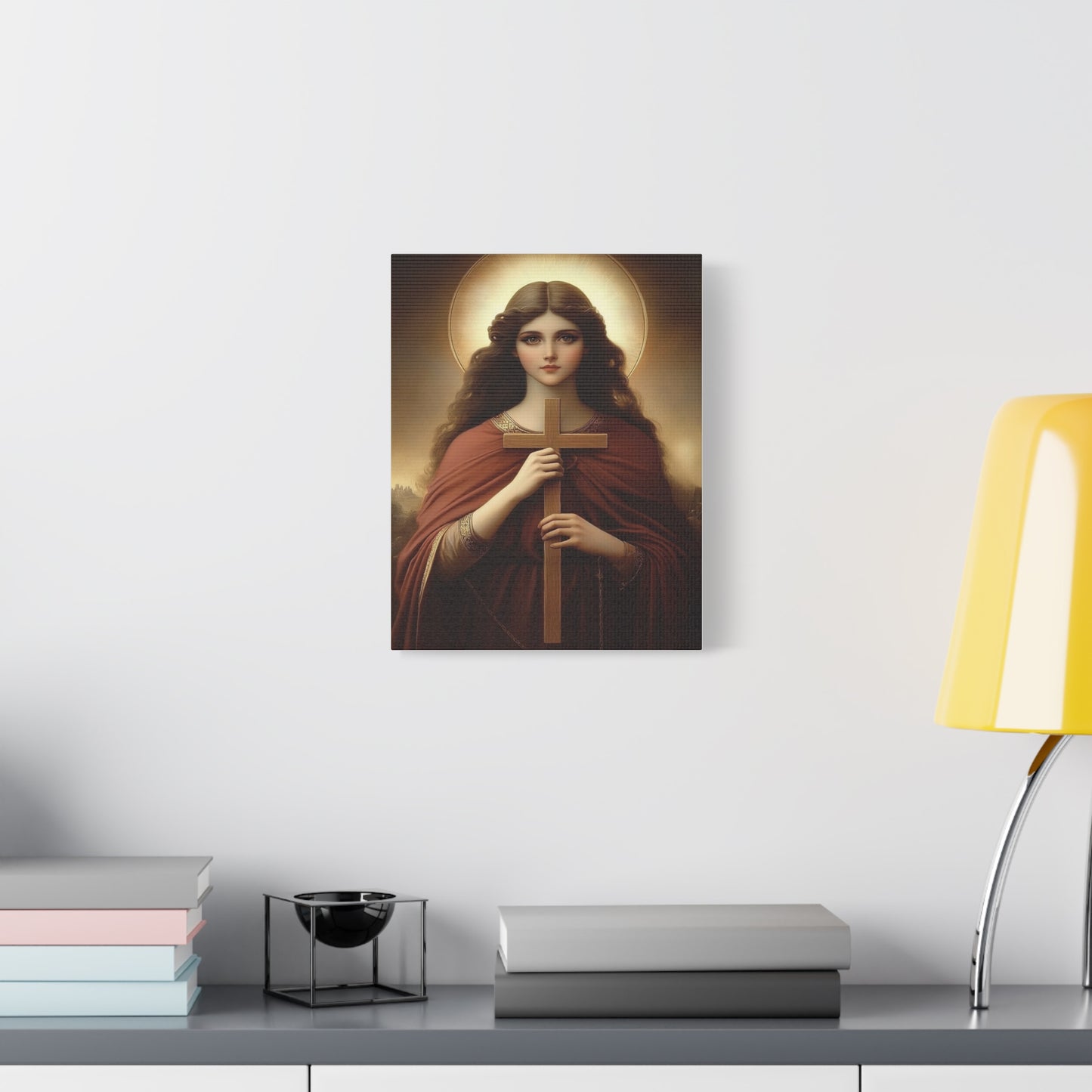 St. Helena and the True Cross Catholic Canvas Wall Art, Christian Decor