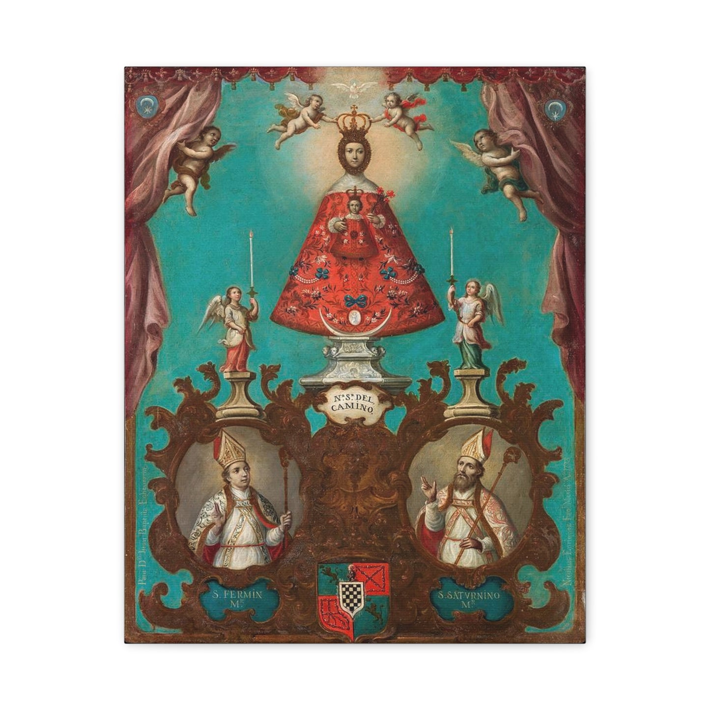 The Virgin of El Camino with St Fermin and St Saturnino Catholic HQ Print on Canvas Ready To Hang - Virgin Mary Canvas