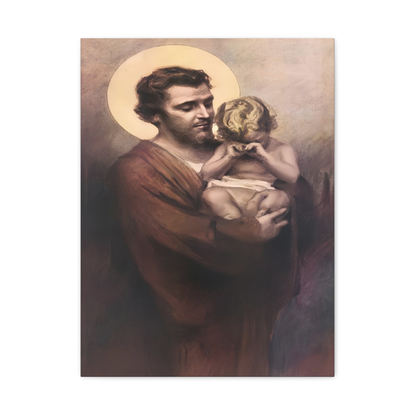 St. Joseph & Child Jesus Crying - Chambers - Catholic Canvas Wall Art, Christian Decor