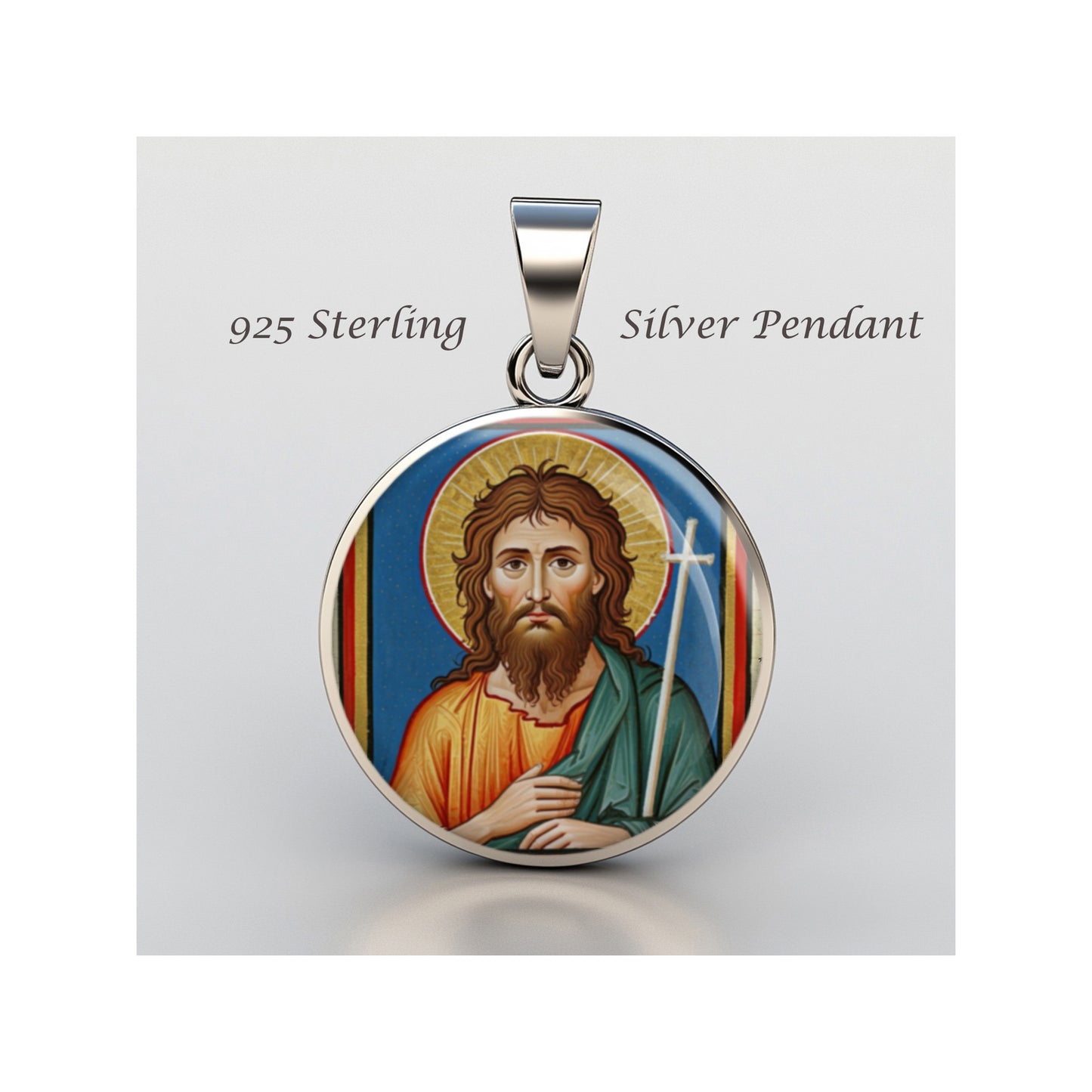 Saint John The Baptist Catholic sterling silver 925 Christian Medal Patron image 0
