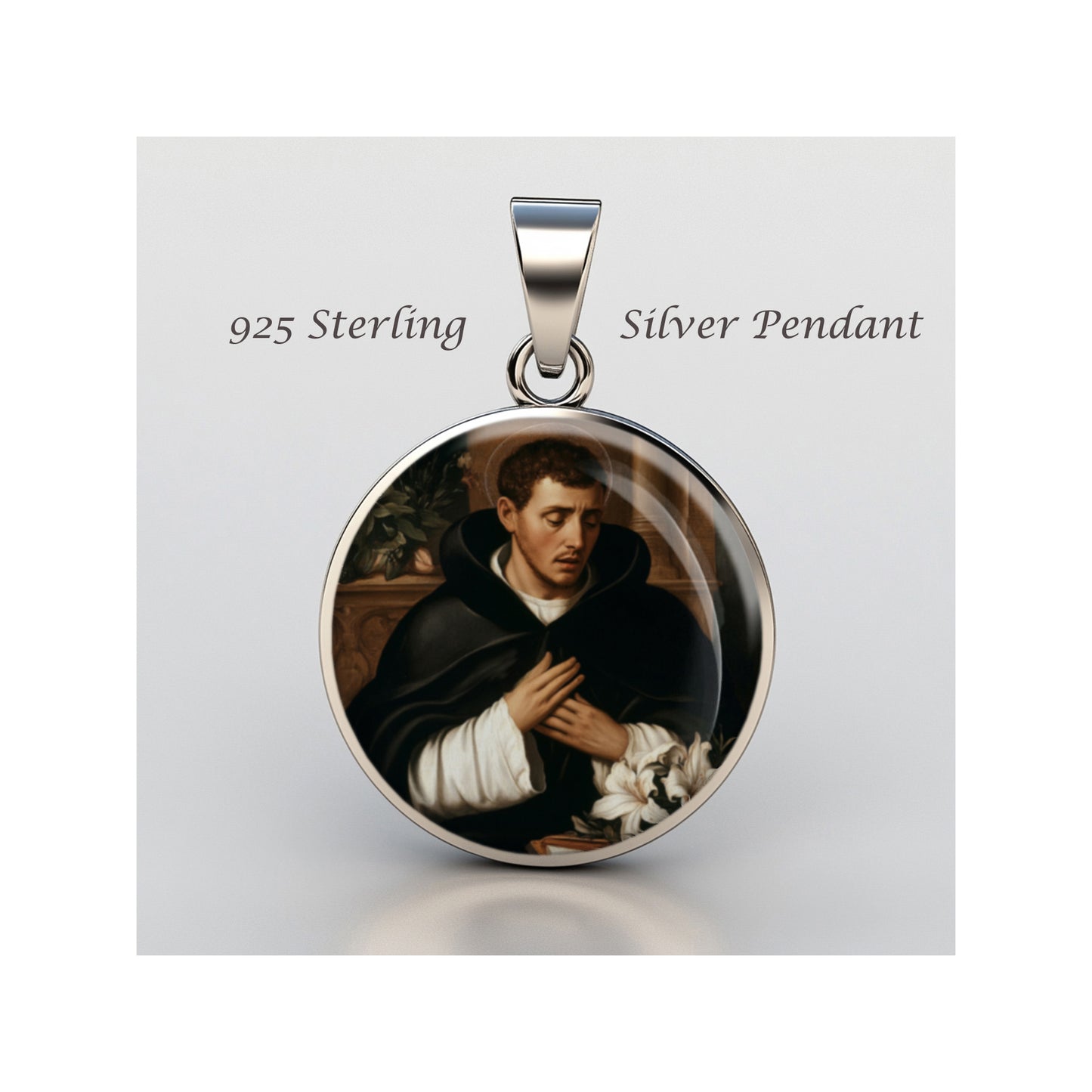 Saint Louis Bertrand Catholic sterling silver 925 Christian Medal Patron Pendant image 0