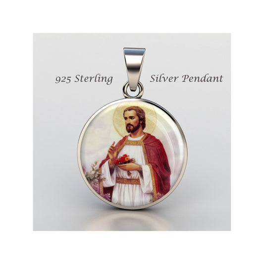 Saint Valentine Religious Christian sterling silver 925 Christian Medal Patron Pendant