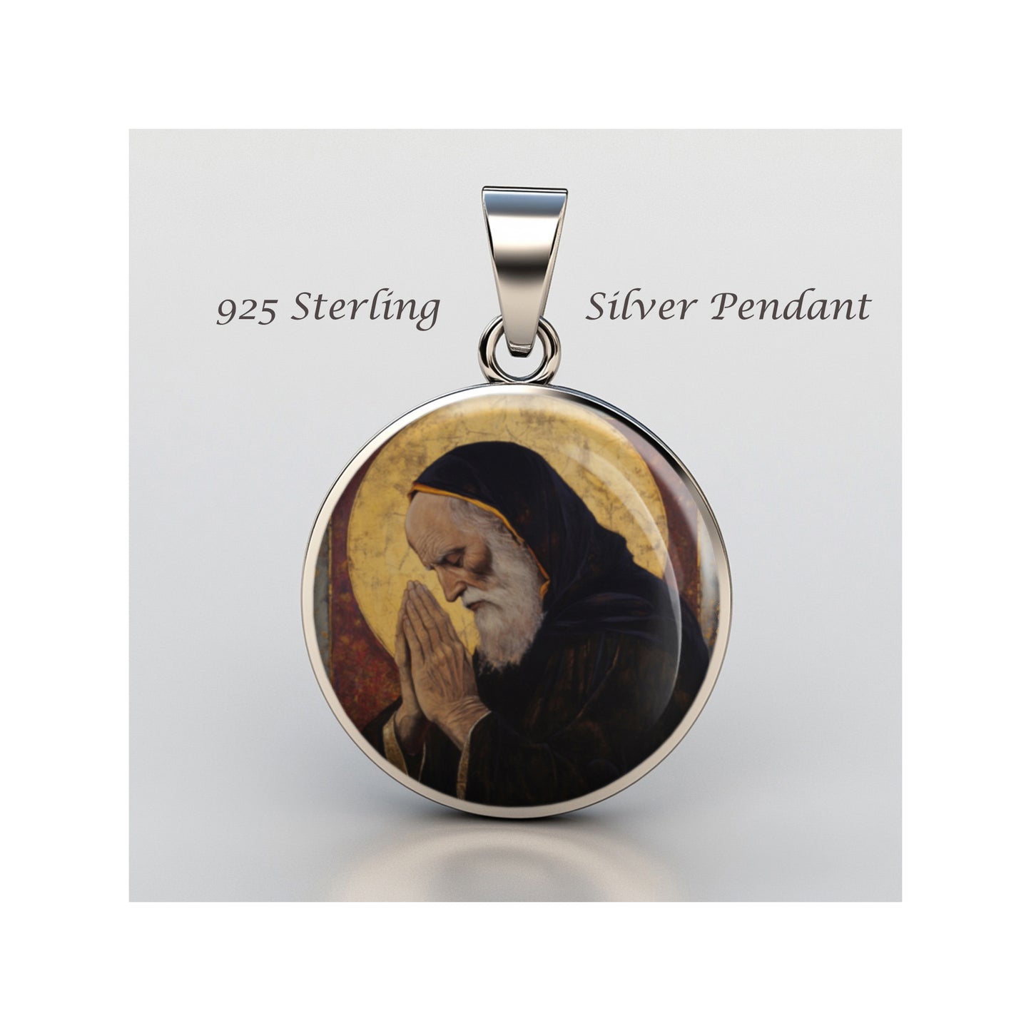 Saint Charbel Praying Catholic sterling silver 925 Christian Medal Patron image 0