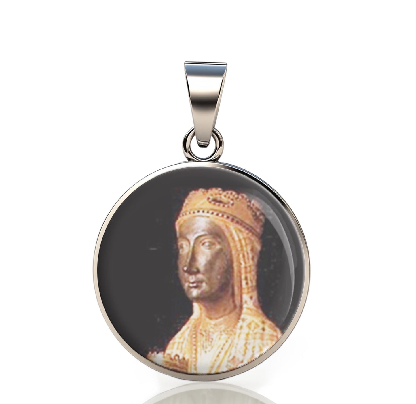 Our Lady Montserrat Catholic Mary 925 Sterling Silver Round Pendant Christian Religious Medal Small 20mm