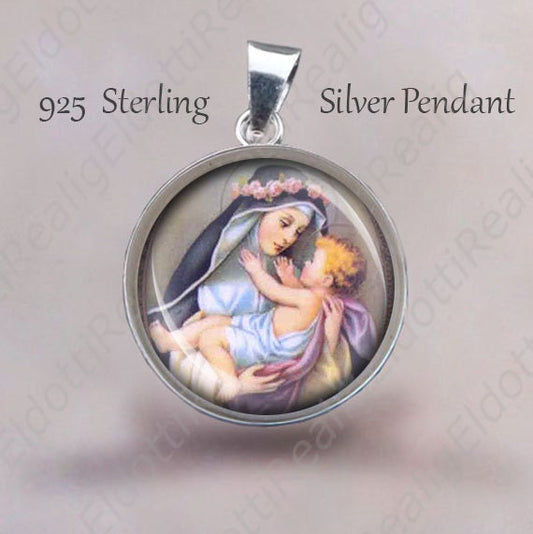St Rose of Lima Medal 925 Sterling Silver Medal Pendant Patron Saint Hadmade NEW
