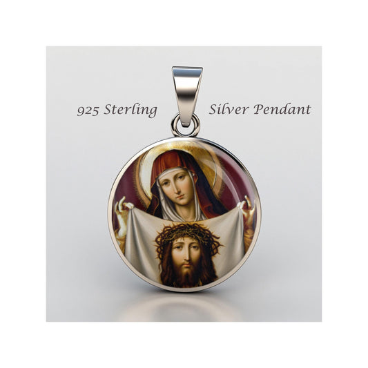 Saint Veronica Religious Christian sterling silver 925 Christian Medal Patron Pendant