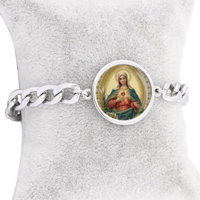 Our Lady Mary Immaculate Heart Bracelet Catholic Religious Jewelry Simple Chain
