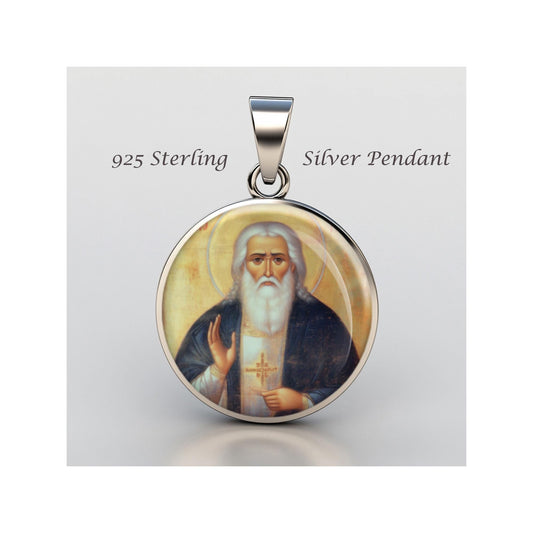 Saint Seraphim Of Sarov Religious Christian sterling silver 925 Christian Medal Patron