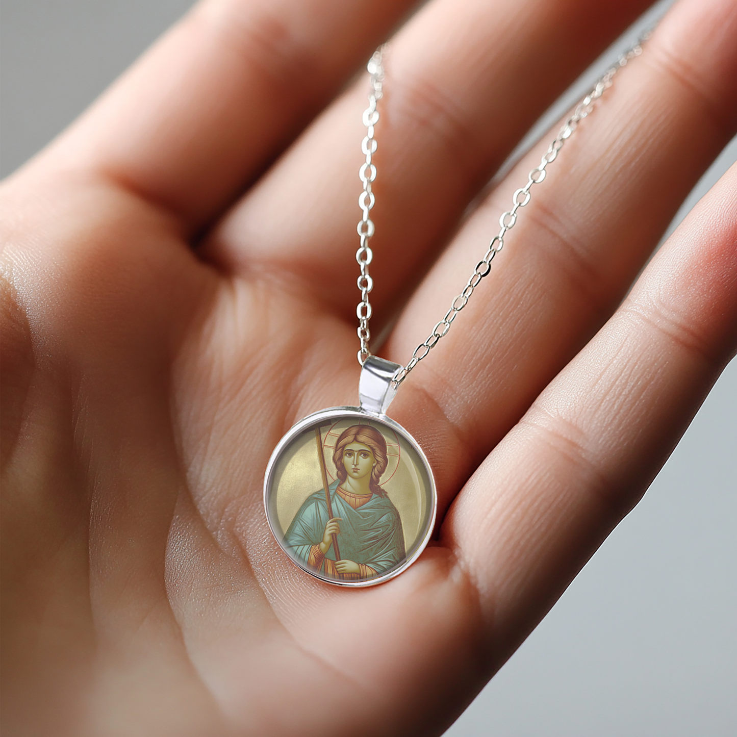 St. Victoria Necklace Catholic Saint Pendant Medal image 3