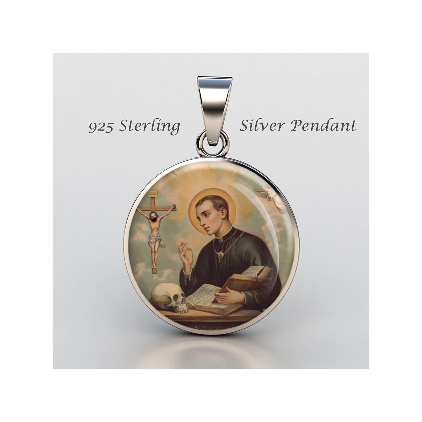 Saint Luigi Gonzaga Religious Devotional sterling silver 925 Christian Medal Patron Pendant
