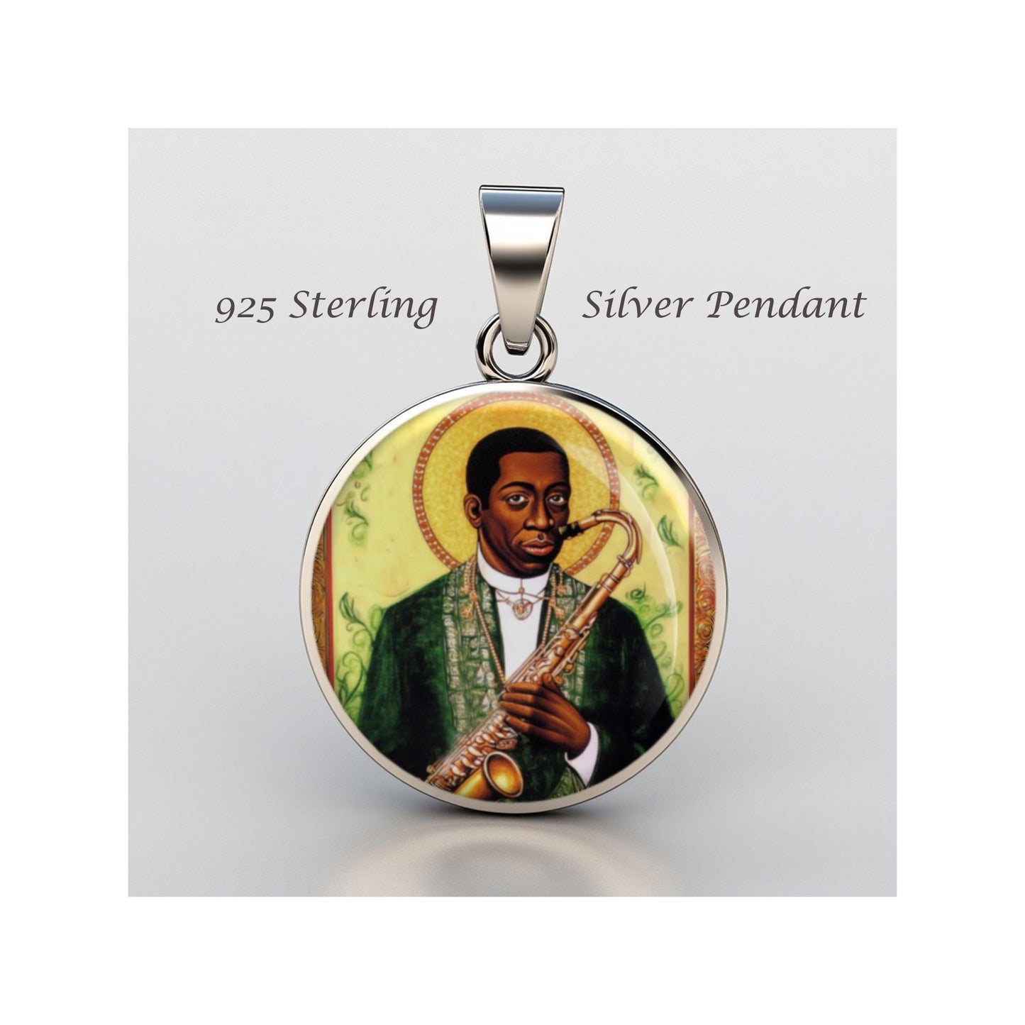 Saint John Coltrane Religious Christian sterling silver 925 Christian Medal Patron Pendant