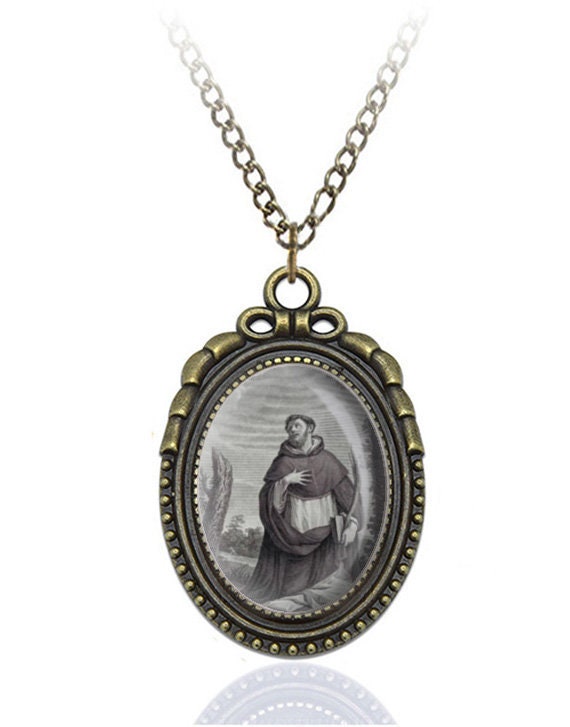 Saint Peter of Verona Bronze Oval Necklace