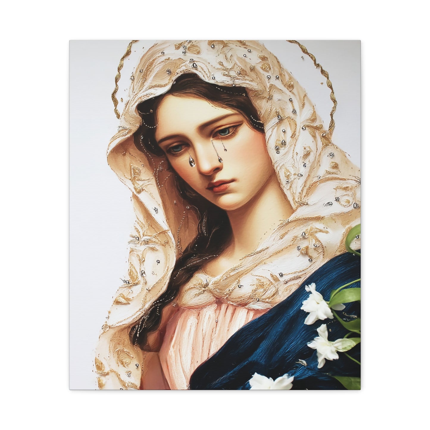 Ready to Hang - Our Lady Tears Catholic Canvas Wall Art, Christian Decor