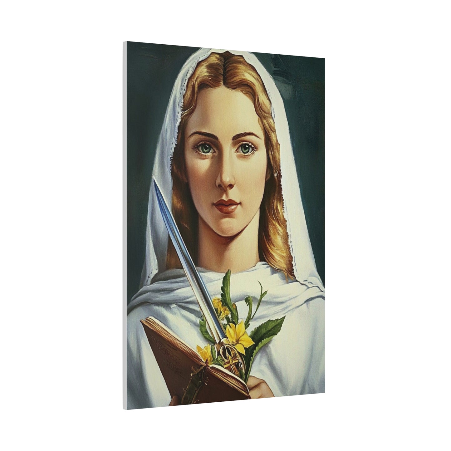 St. Dymphna Catholic Canvas Wall Art, Christian Decor