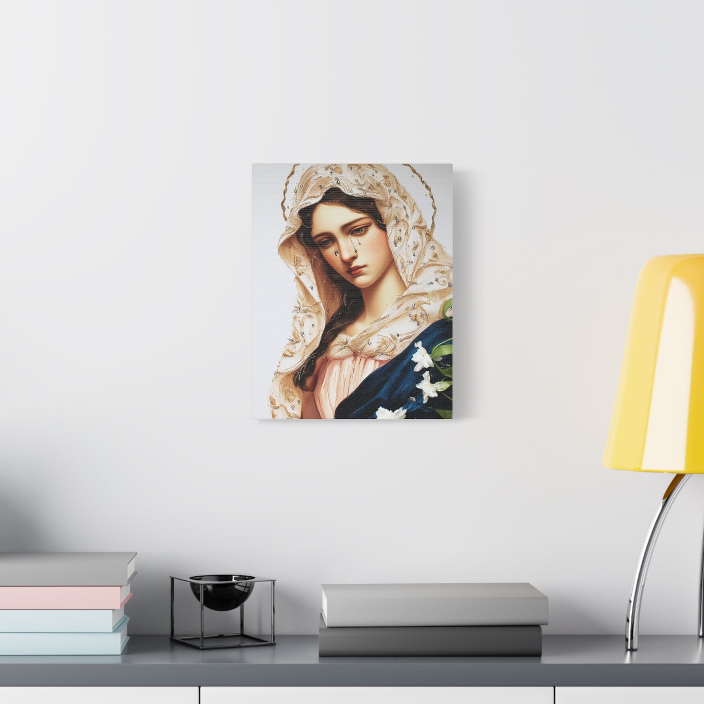 Ready to Hang - Our Lady Tears Catholic Canvas Wall Art, Christian Decor