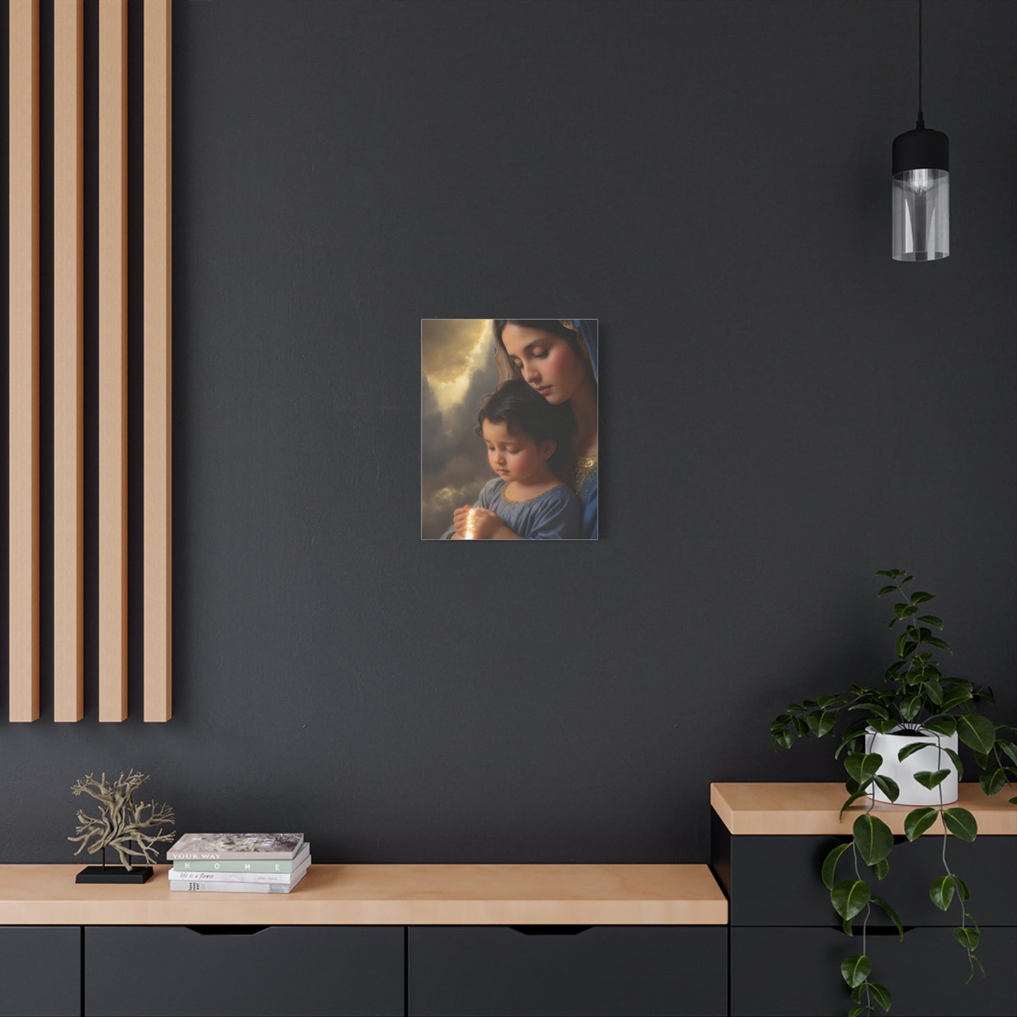 Mary and Baby Jesus Catholic Canvas Wall Art, Christian Decor