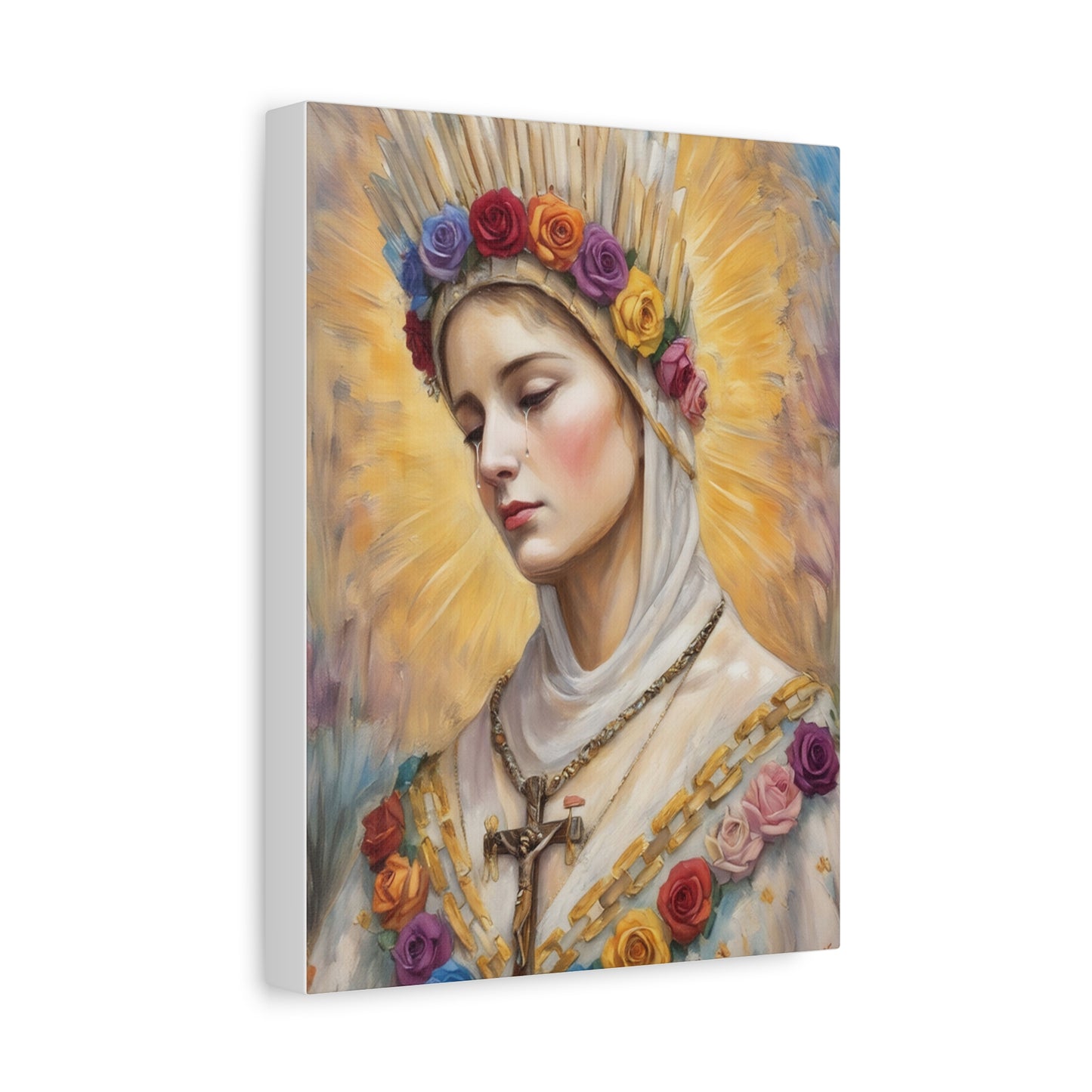 Our Lady La Salette Catholic Canvas Wall Art, Mother Mary Print Christian Decor