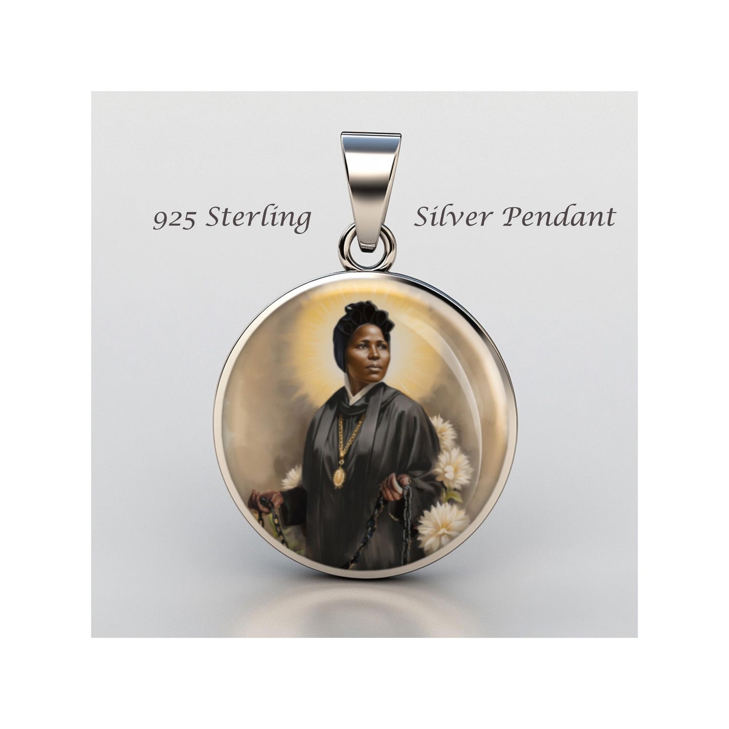 Saint Josephine Bakhita Religious Christian sterling silver 925 Christian Medal Patron