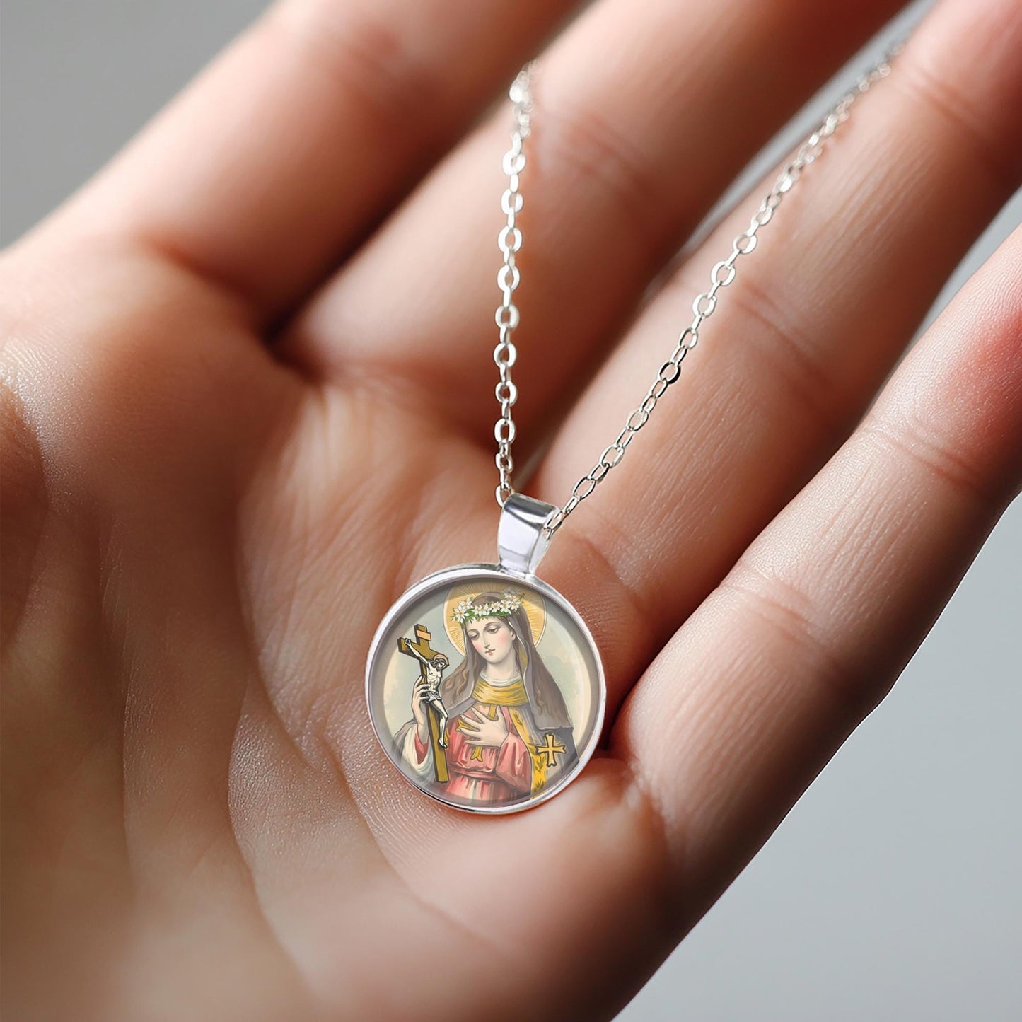 St. Flora Necklace Medal Pendant Christian Religious Jewelry