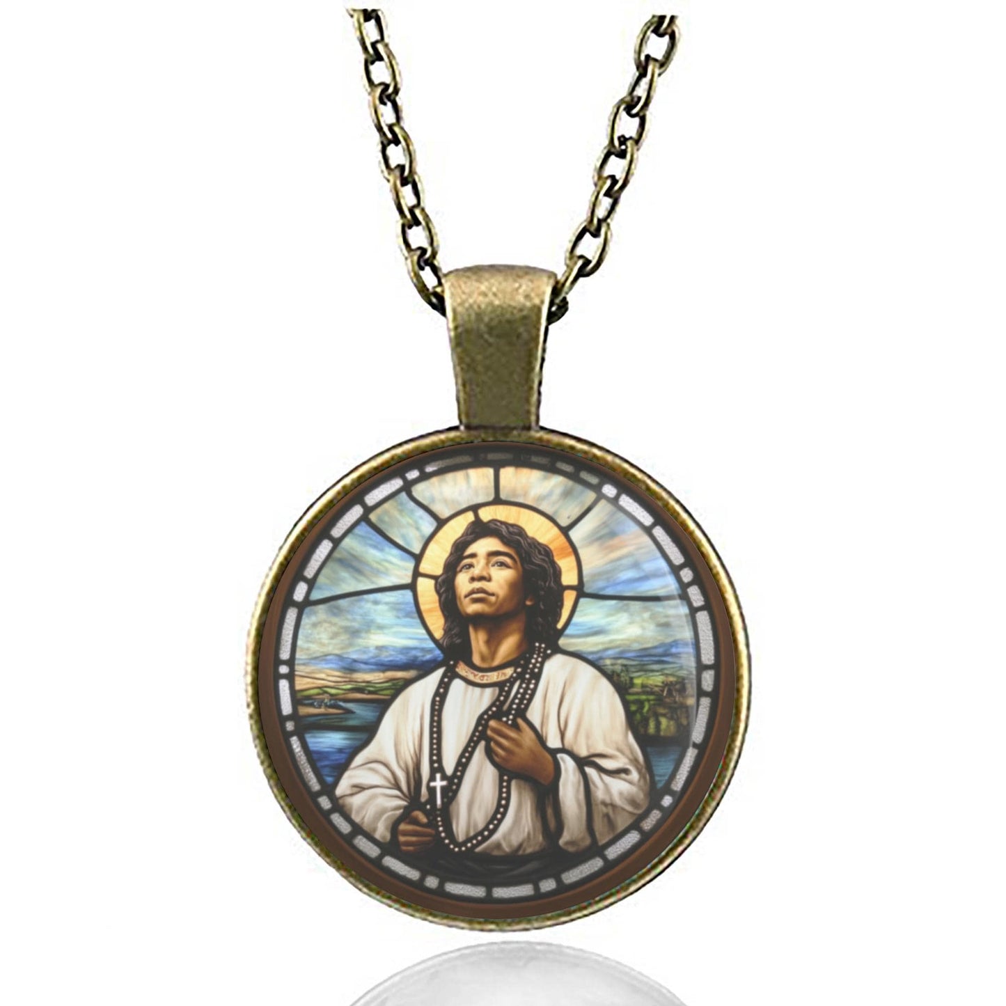 Saint Lorenzo Ruiz Catholic Necklace Religious Jewelry Patron Saint Medal