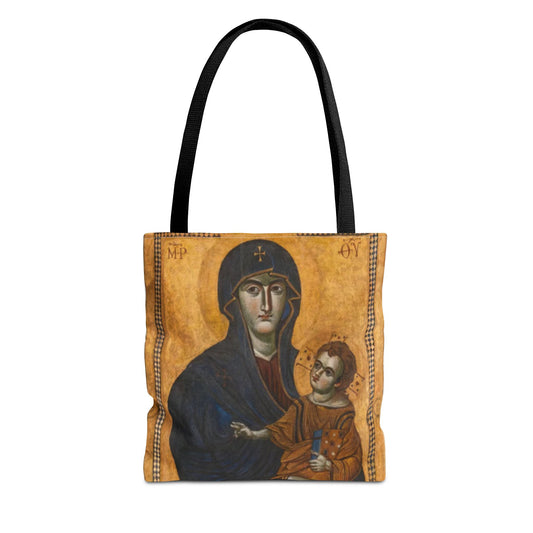 Salus Populi Romani Floral Tote Bag | Catholic Eco-Friendly Shopper | Gift for Spirituality Lovers